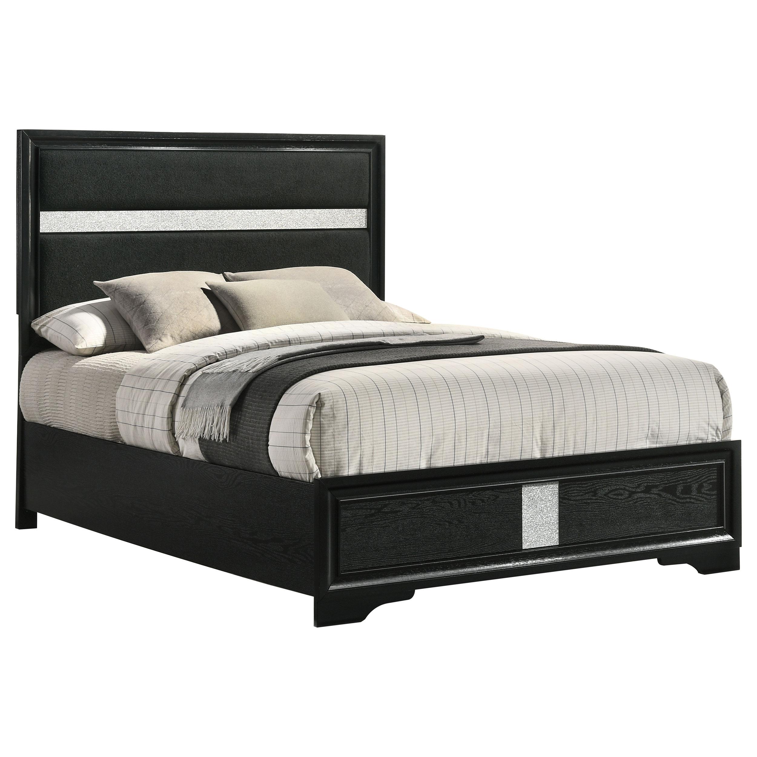 Size_Full --  Miranda 206360F 54-inch Upholstered Full Panel Bed - Black IMAGE 3