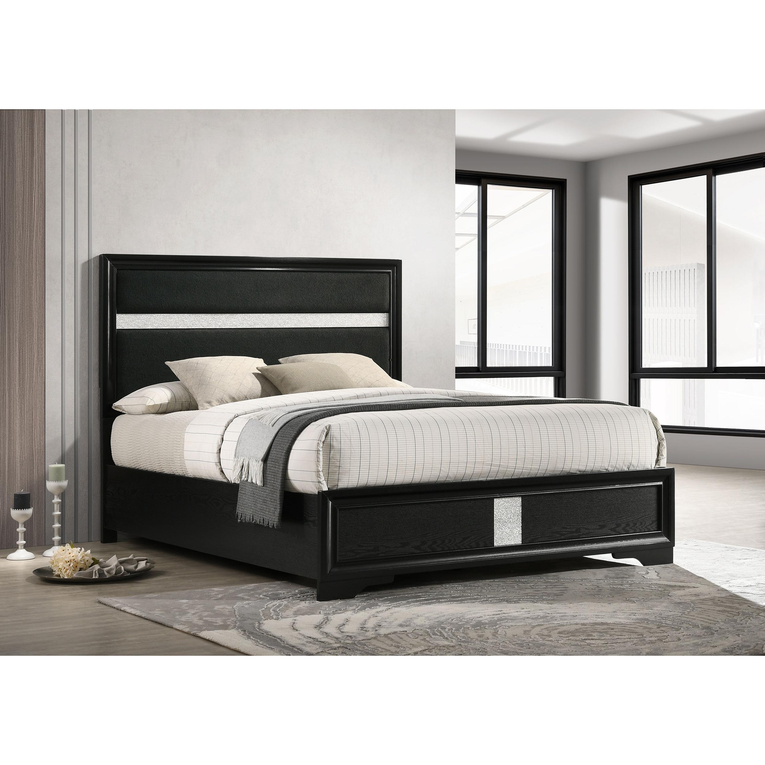  Size_King --  Miranda 206360KE 54-inch Upholstered Eastern King Panel Bed - Black IMAGE 2