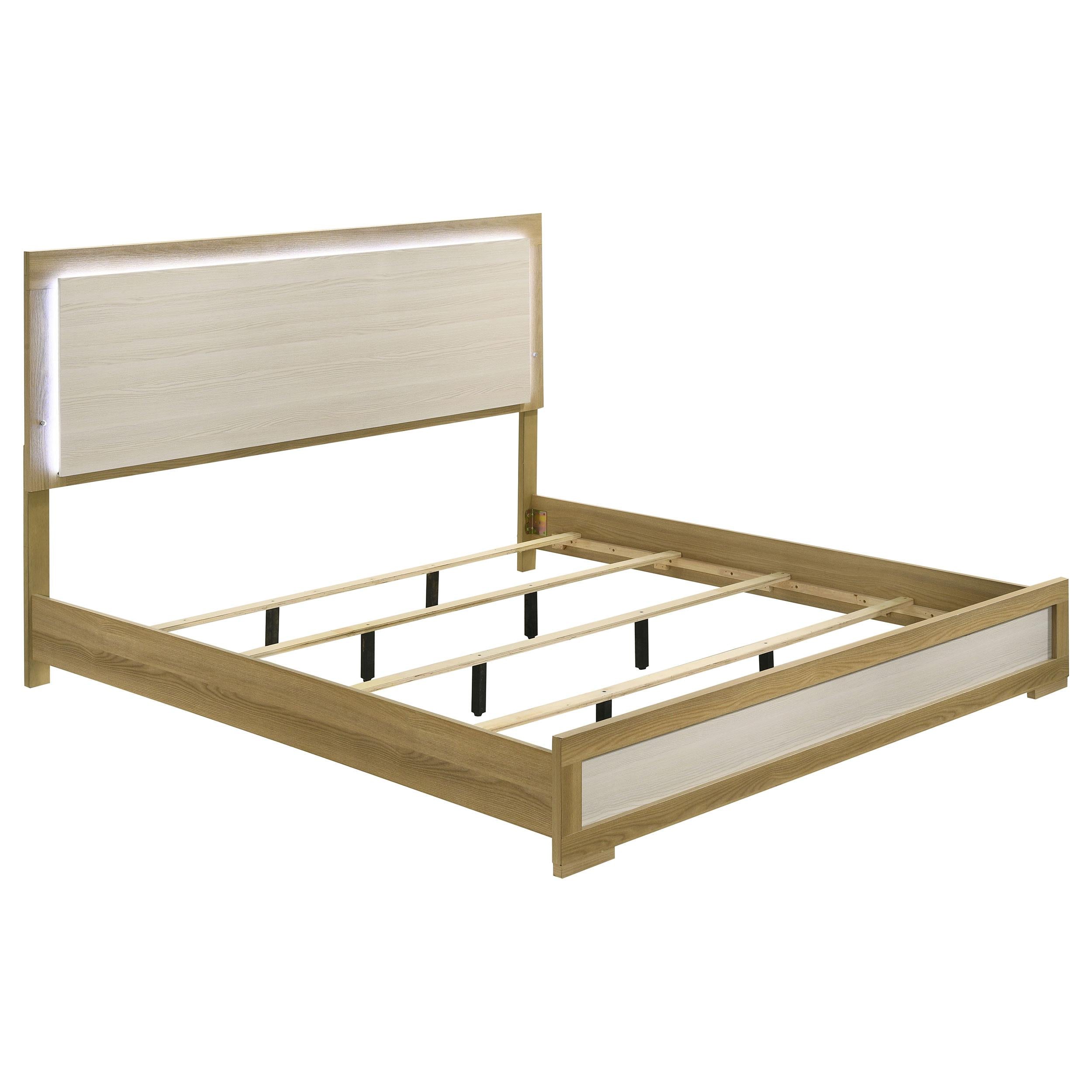  Size_King --  Hyland 215651KE Eastern King Panel Bed LED Headboard - Natural IMAGE 1