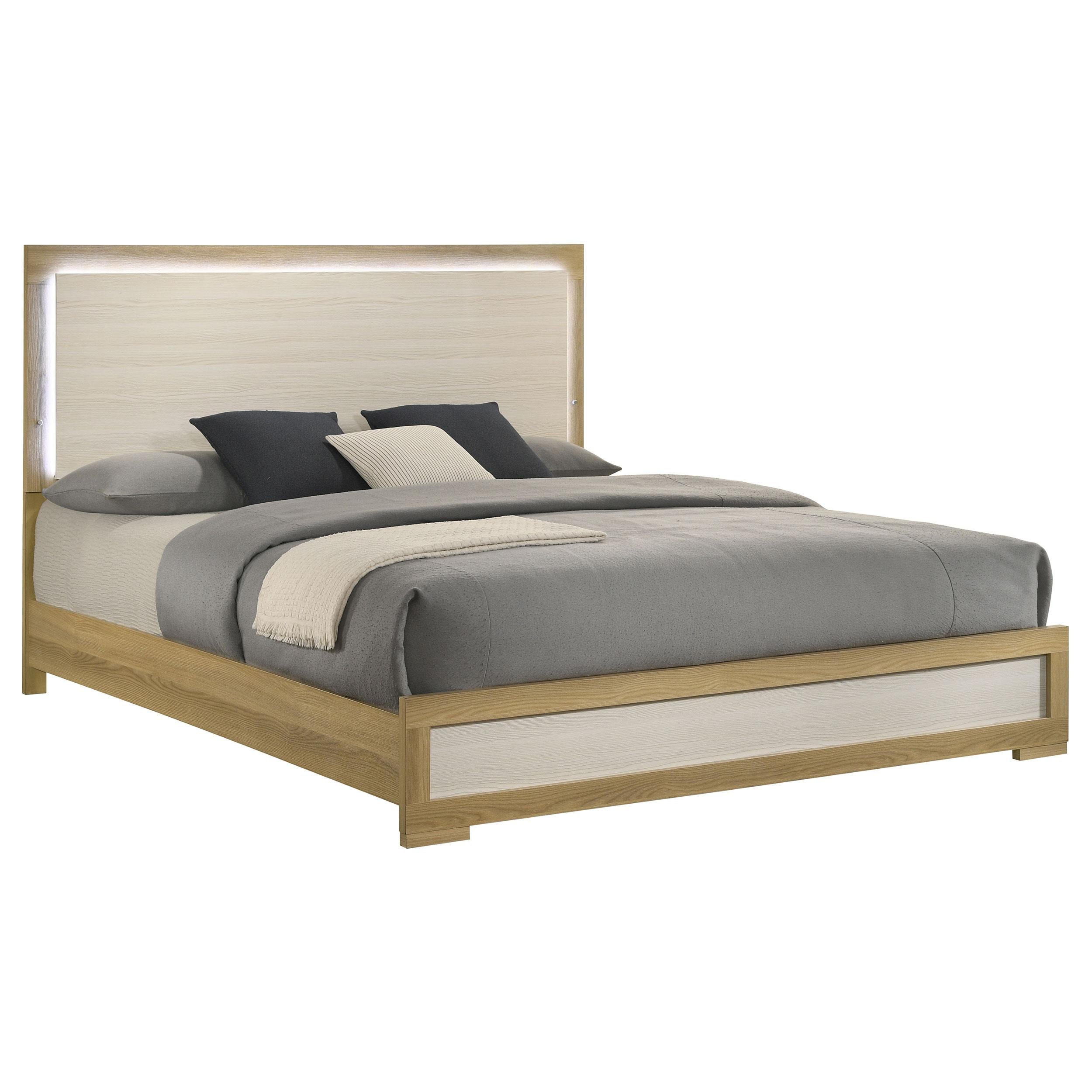  Size_King --  Hyland 215651KE Eastern King Panel Bed LED Headboard - Natural IMAGE 3