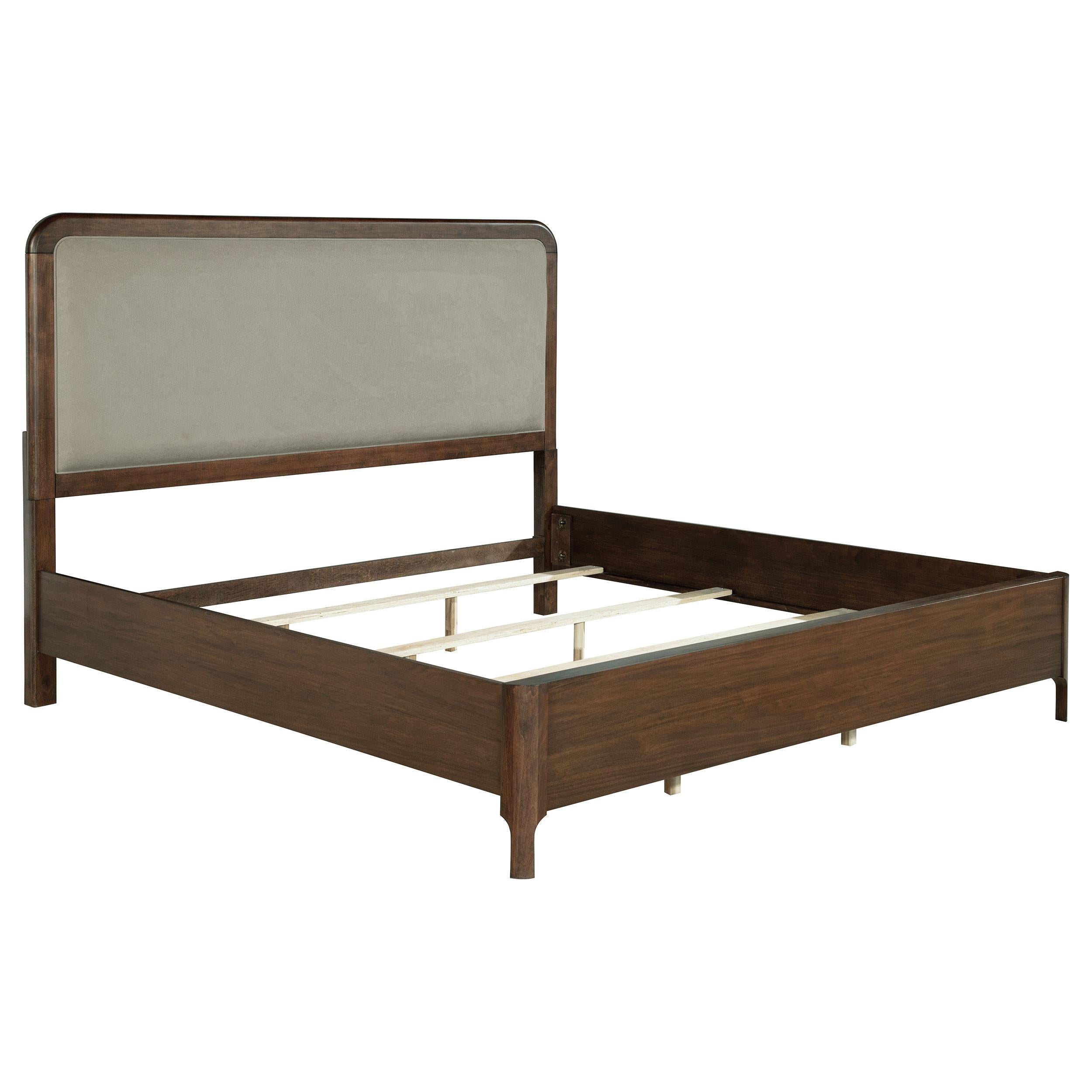  Size_California King --  Maderia 223321KW 57-inch Upholstered California King Panel Bed - Walnut IMAGE 1