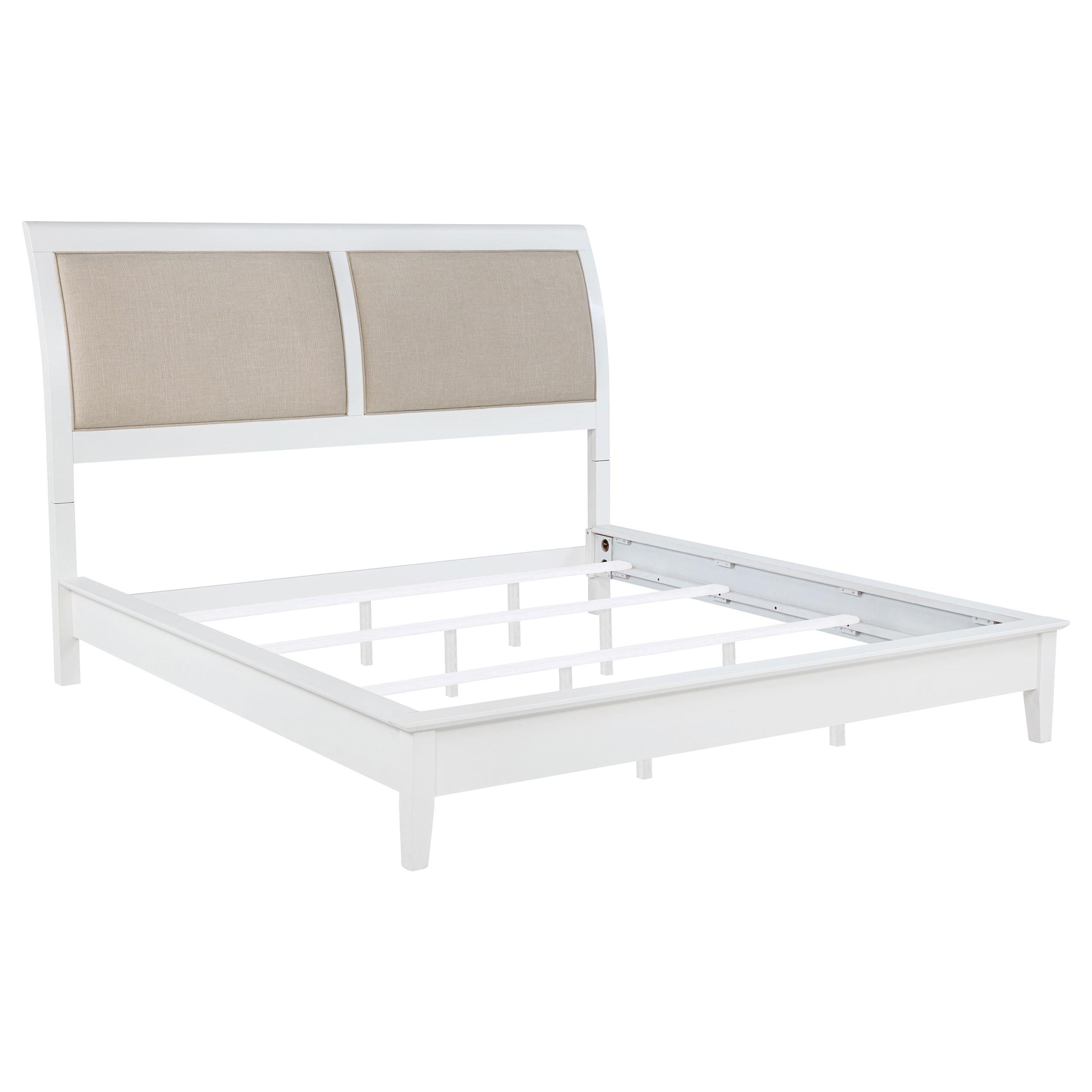  Size_California King --  Bexhill 223471KW 56-inch Upholstered California King Panel Bed - White IMAGE 1