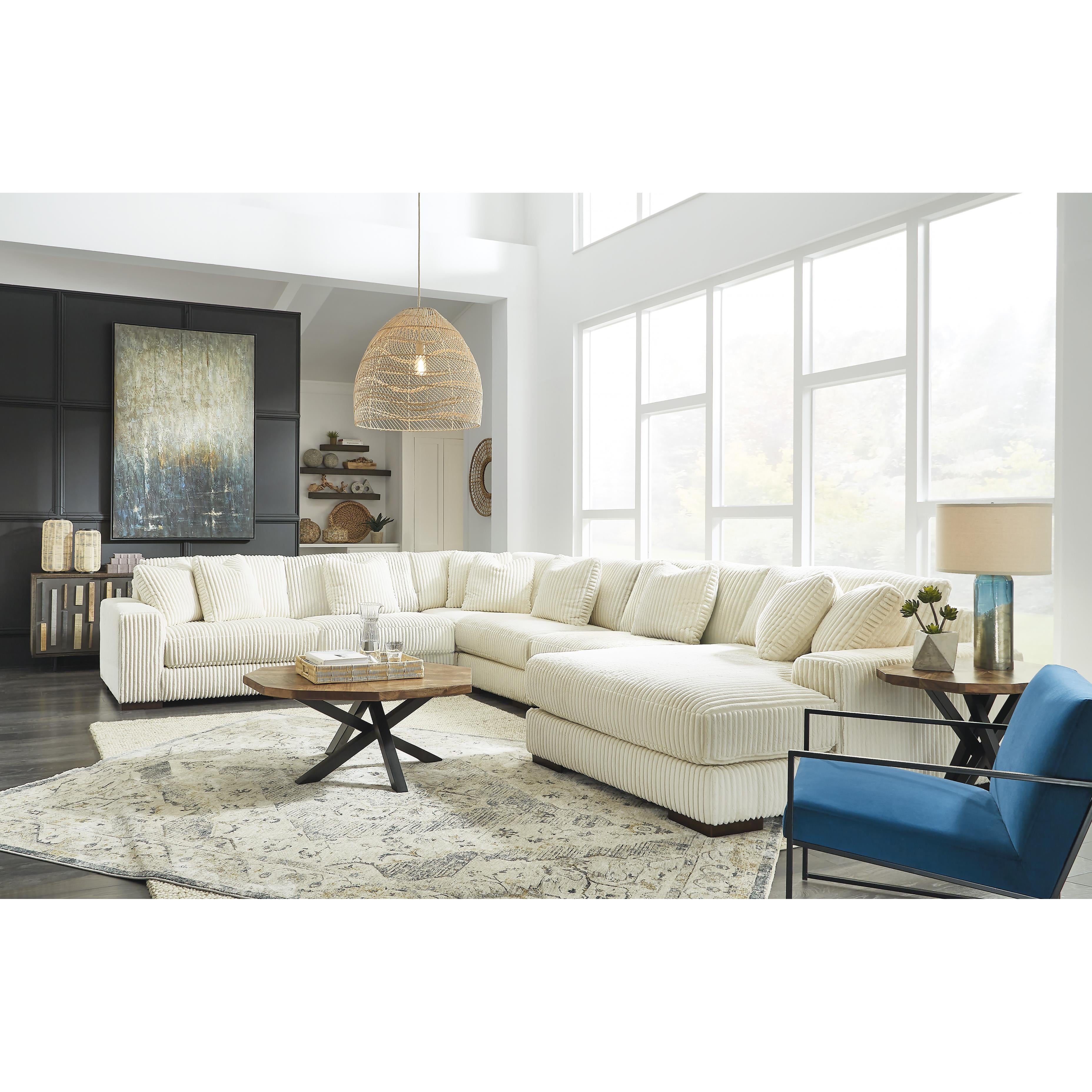  Manufacturer Color_Ivory --  Signature Design by Ashley Lindyn Fabric 6 pc Sectional IMAGE 3