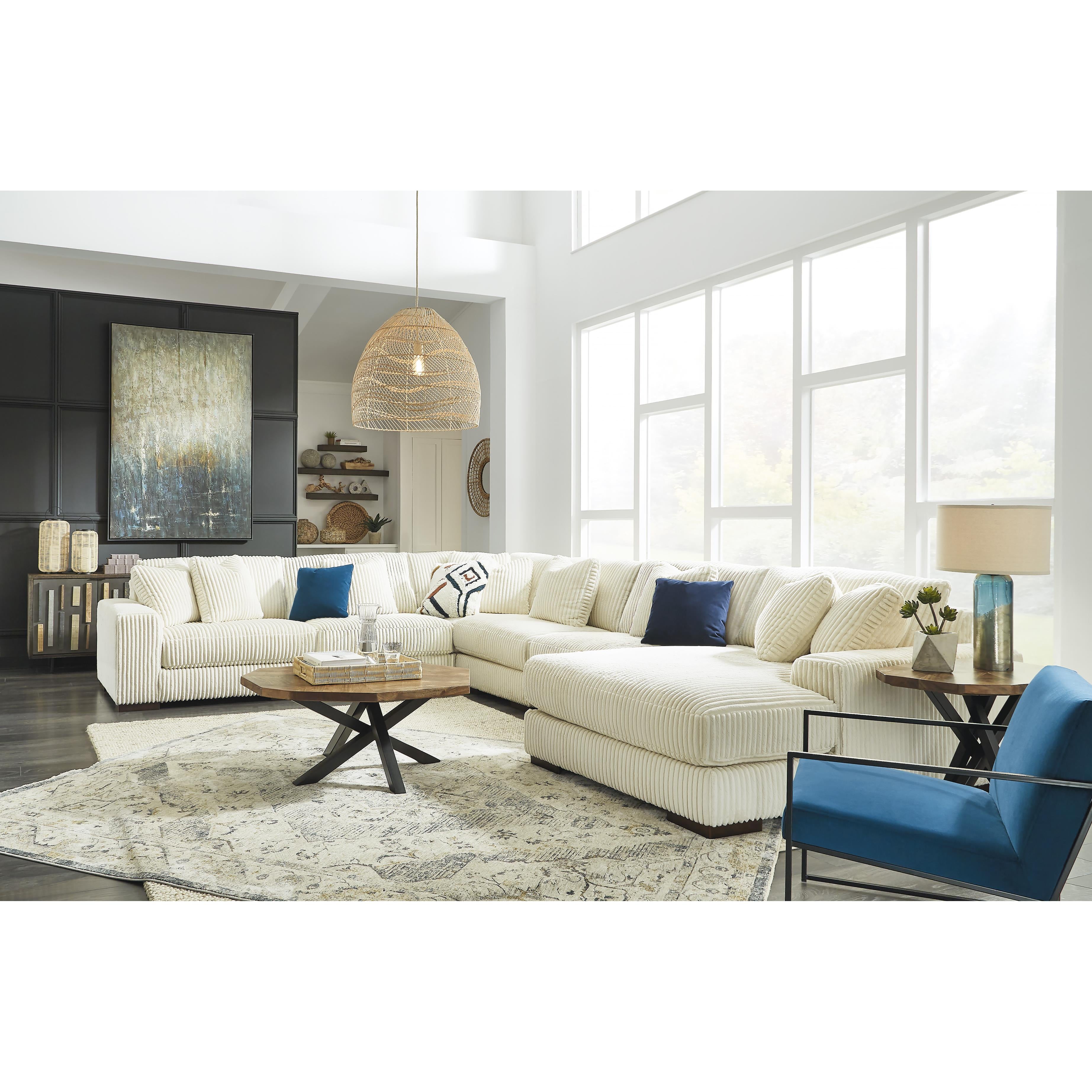  Manufacturer Color_Ivory --  Signature Design by Ashley Lindyn Fabric 6 pc Sectional IMAGE 4