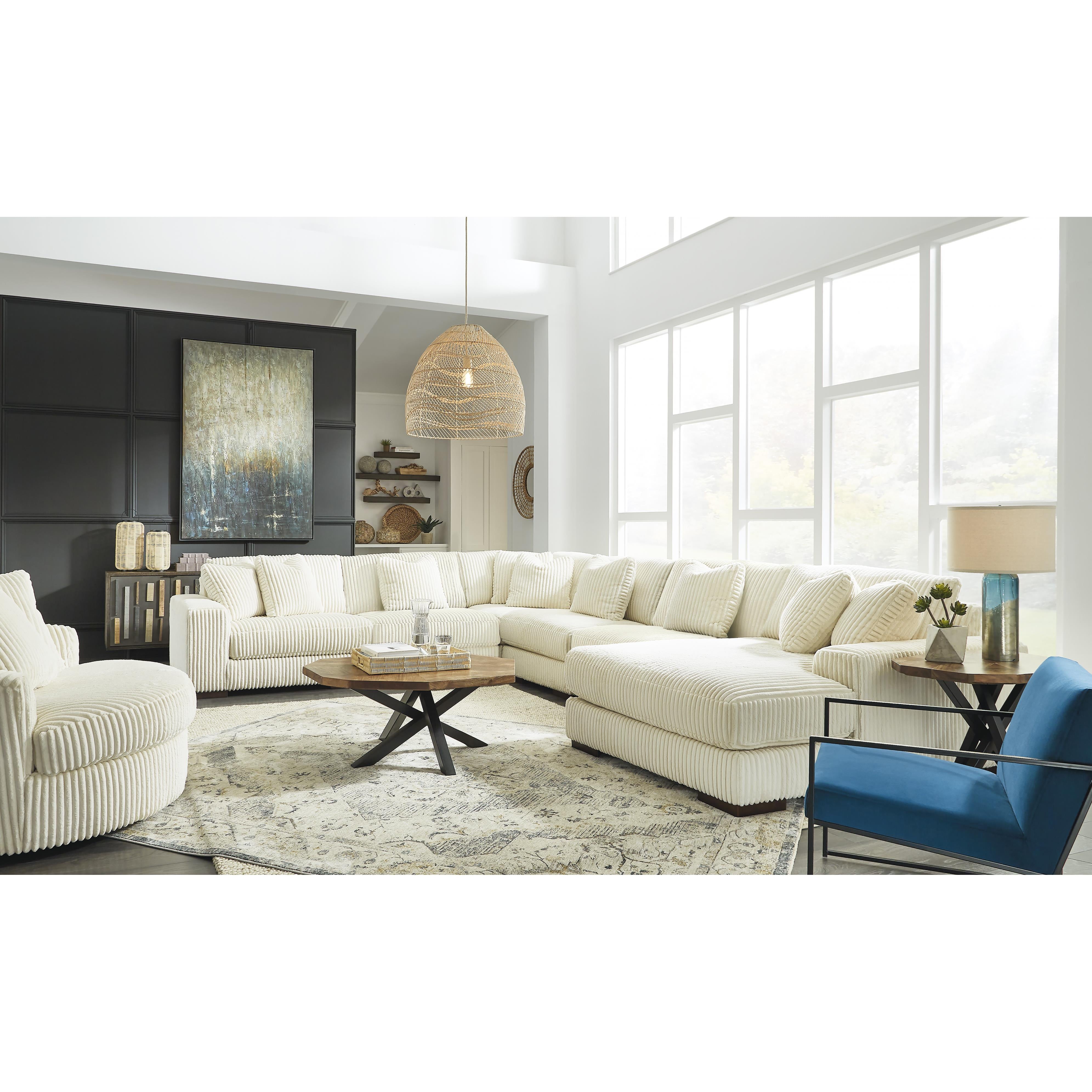  Manufacturer Color_Ivory --  Signature Design by Ashley Lindyn Fabric 6 pc Sectional IMAGE 5