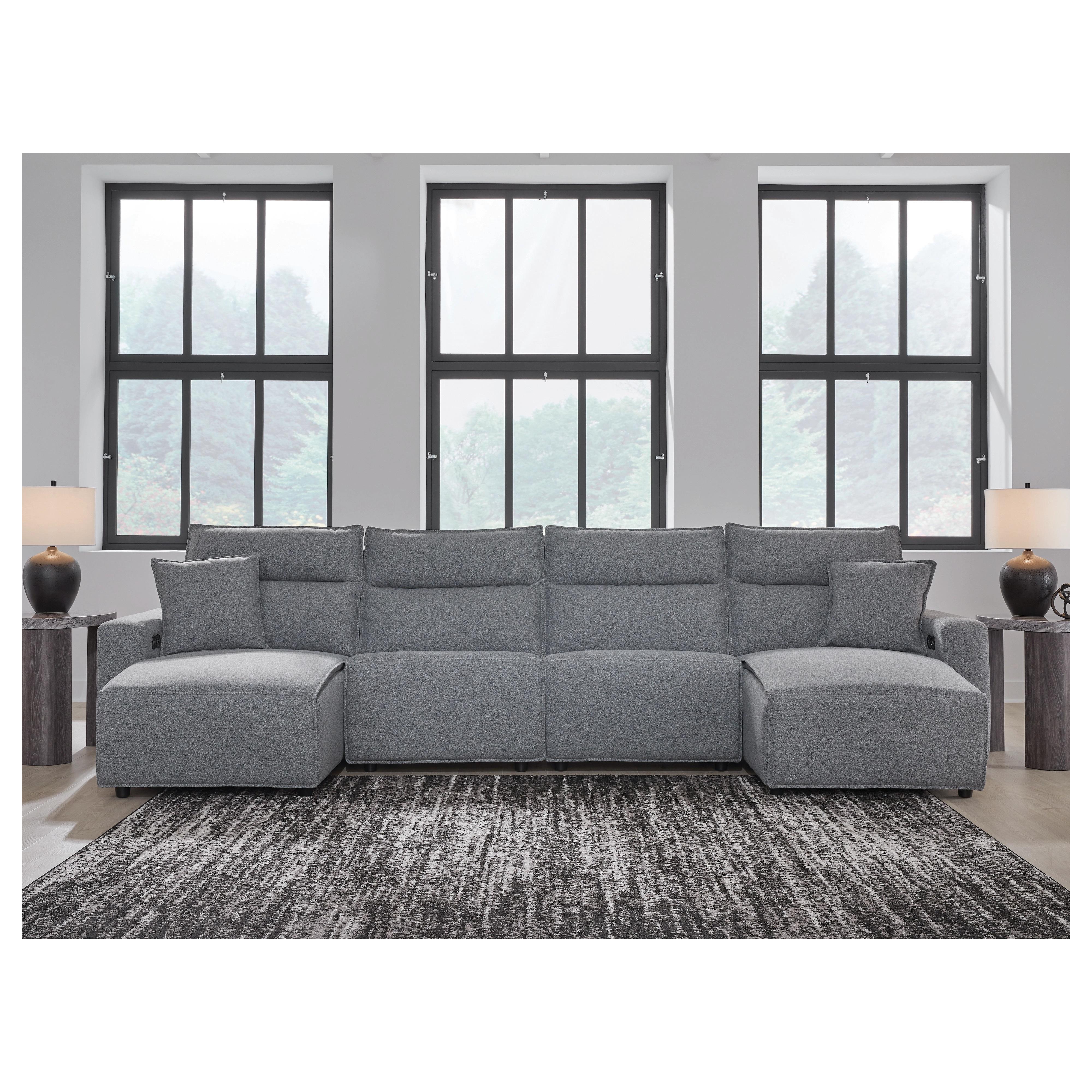 Manufacturer Color_Salt and Pepper --  Signature Design by Ashley ModMax II Power Reclining Fabric 4 pc Sectional IMAGE 4