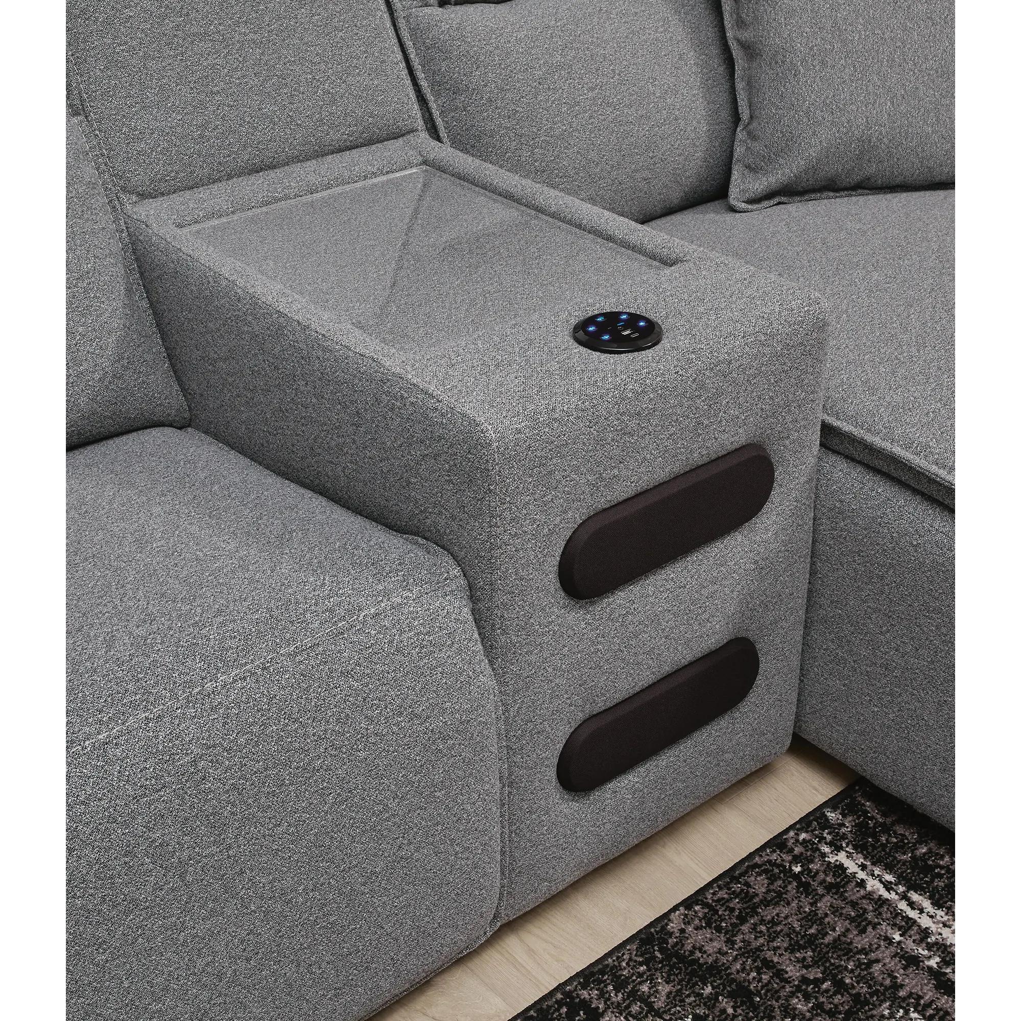  Manufacturer Color_Salt and Pepper --  Signature Design by Ashley ModMax II Power Reclining Fabric 5 pc Sectional IMAGE 2