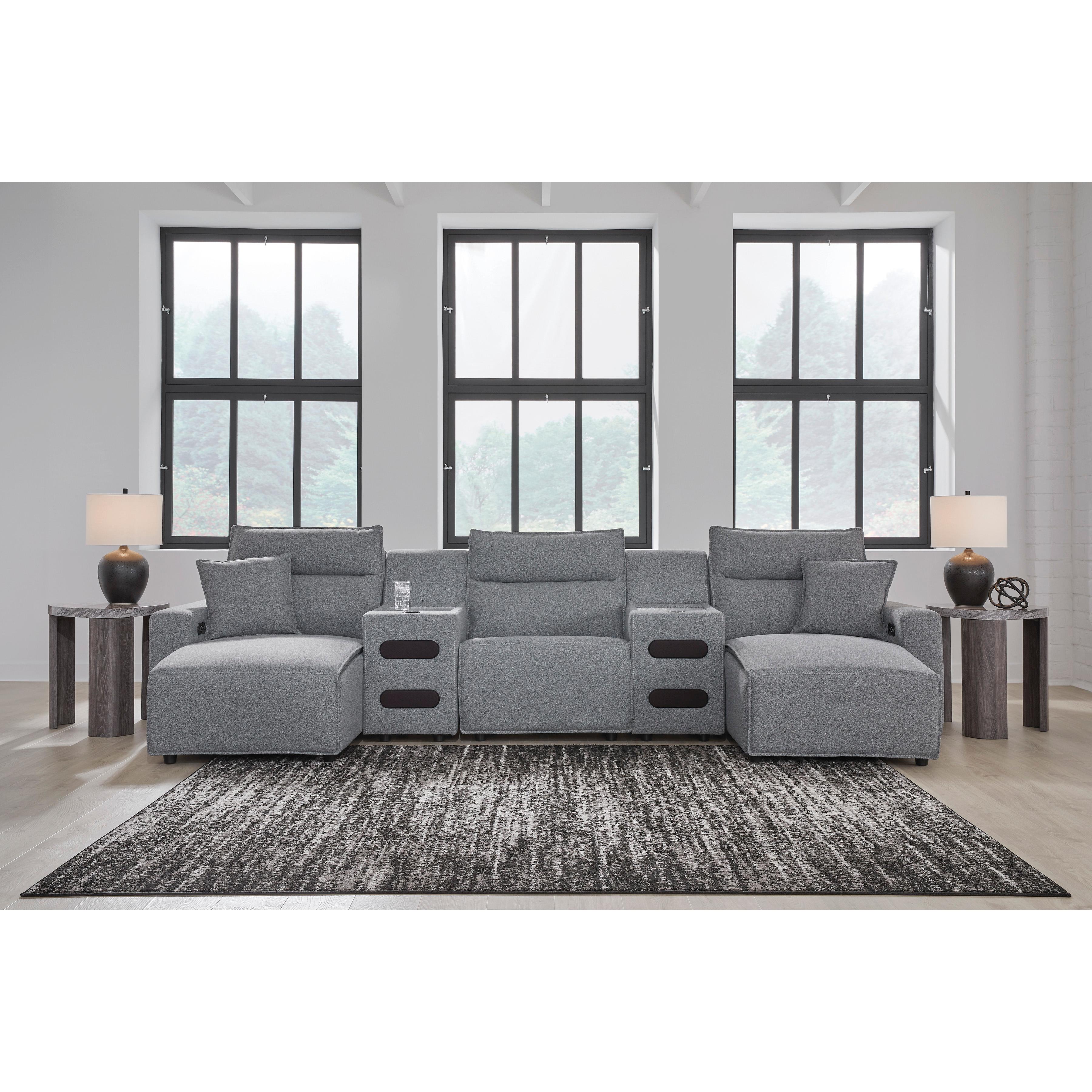  Manufacturer Color_Salt and Pepper --  Signature Design by Ashley ModMax II Power Reclining Fabric 5 pc Sectional IMAGE 5
