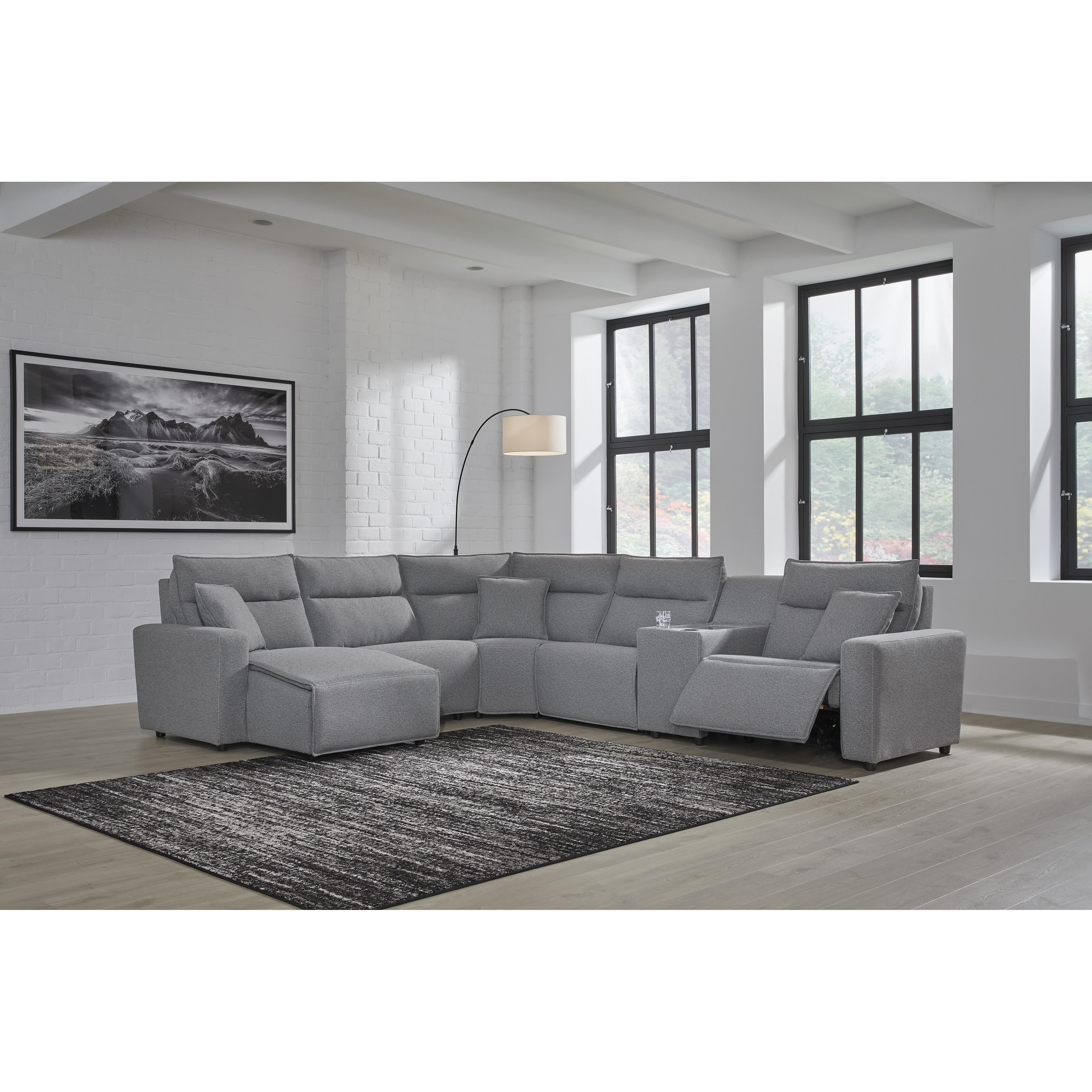  Manufacturer Color_Salt and Pepper --  Signature Design by Ashley ModMax II Power Reclining Fabric 6 pc Sectional IMAGE 5