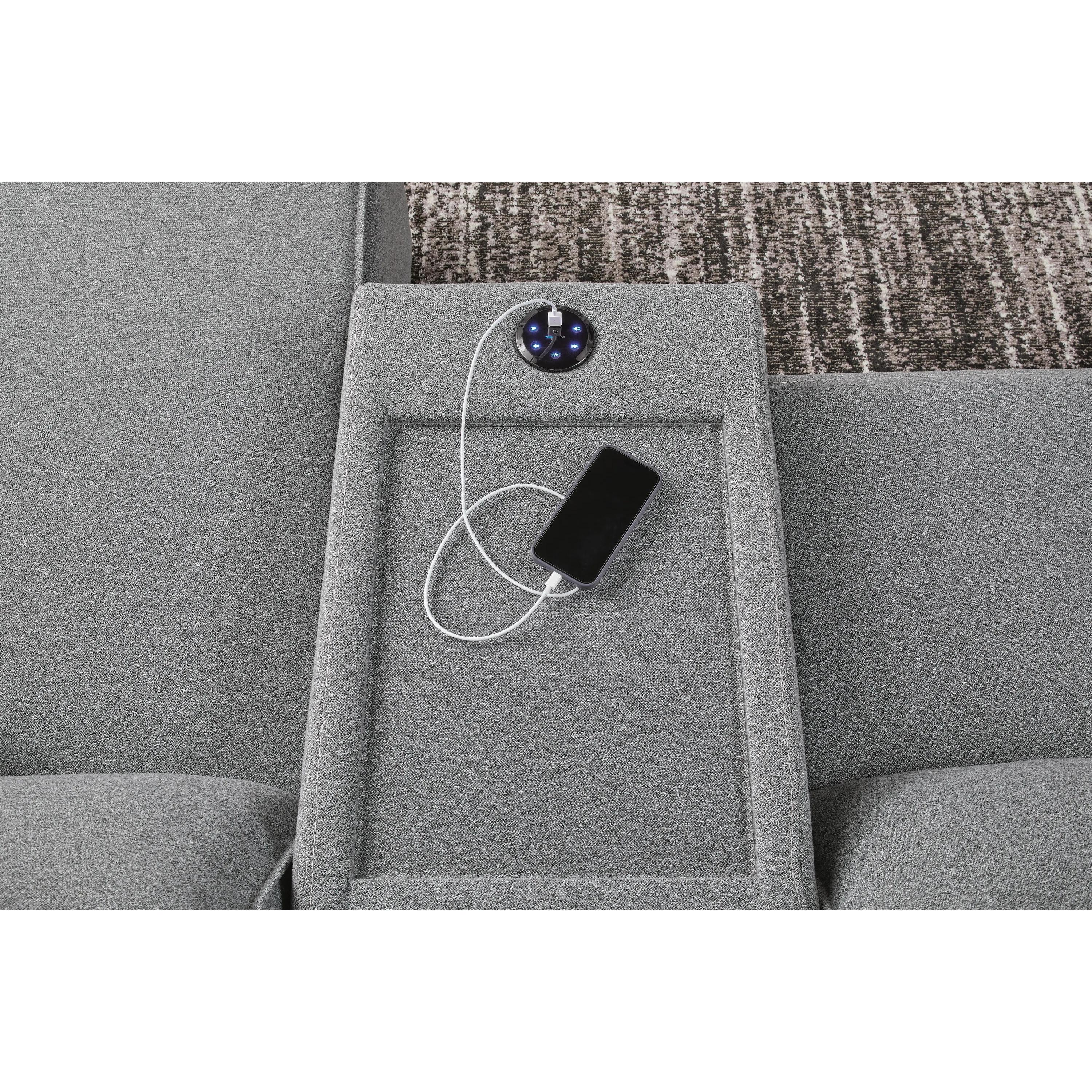  Manufacturer Color_Salt and Pepper --  Signature Design by Ashley ModMax II Power Reclining Fabric 7 pc Sectional IMAGE 5