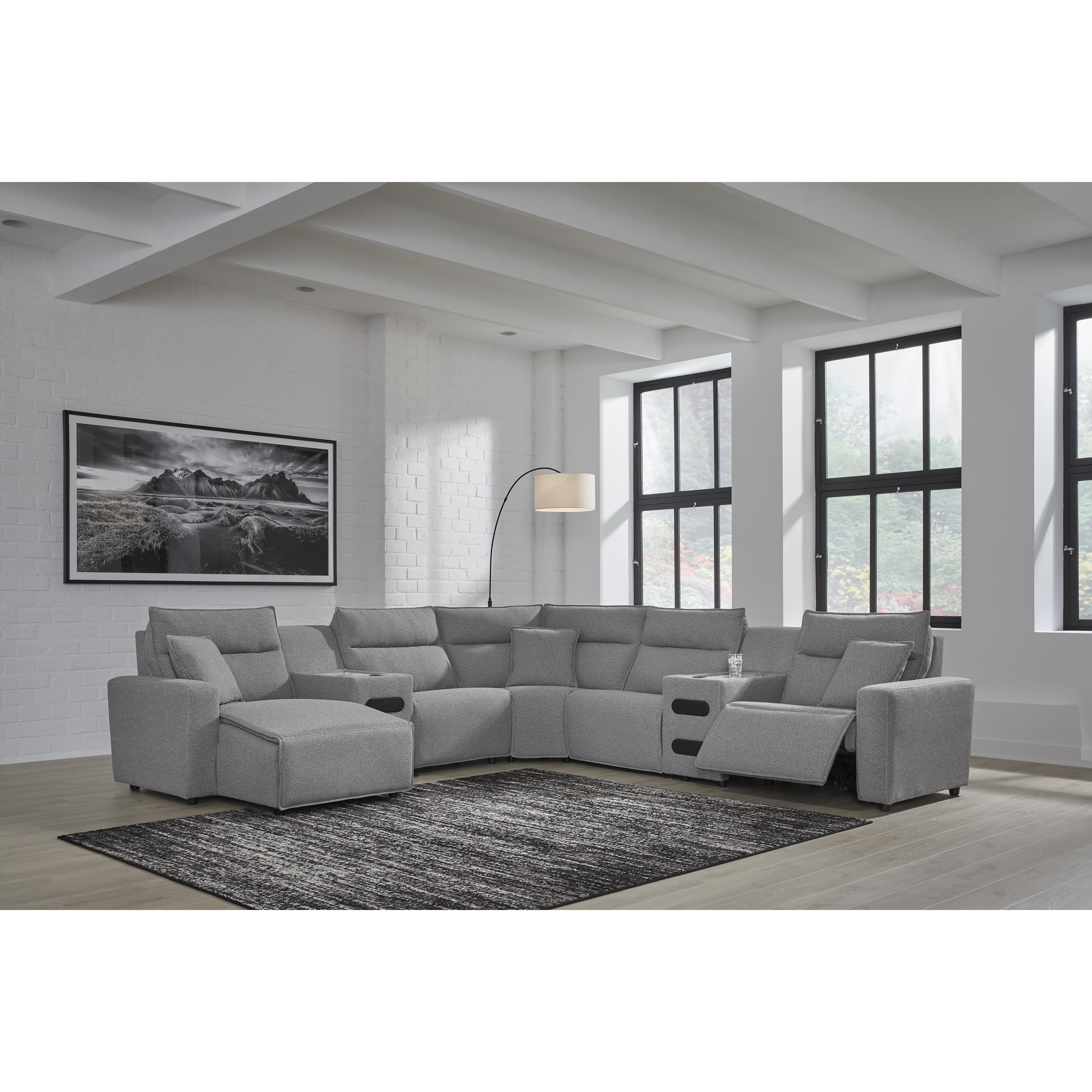  Manufacturer Color_Salt and Pepper --  Signature Design by Ashley ModMax II Power Reclining Fabric 7 pc Sectional IMAGE 6