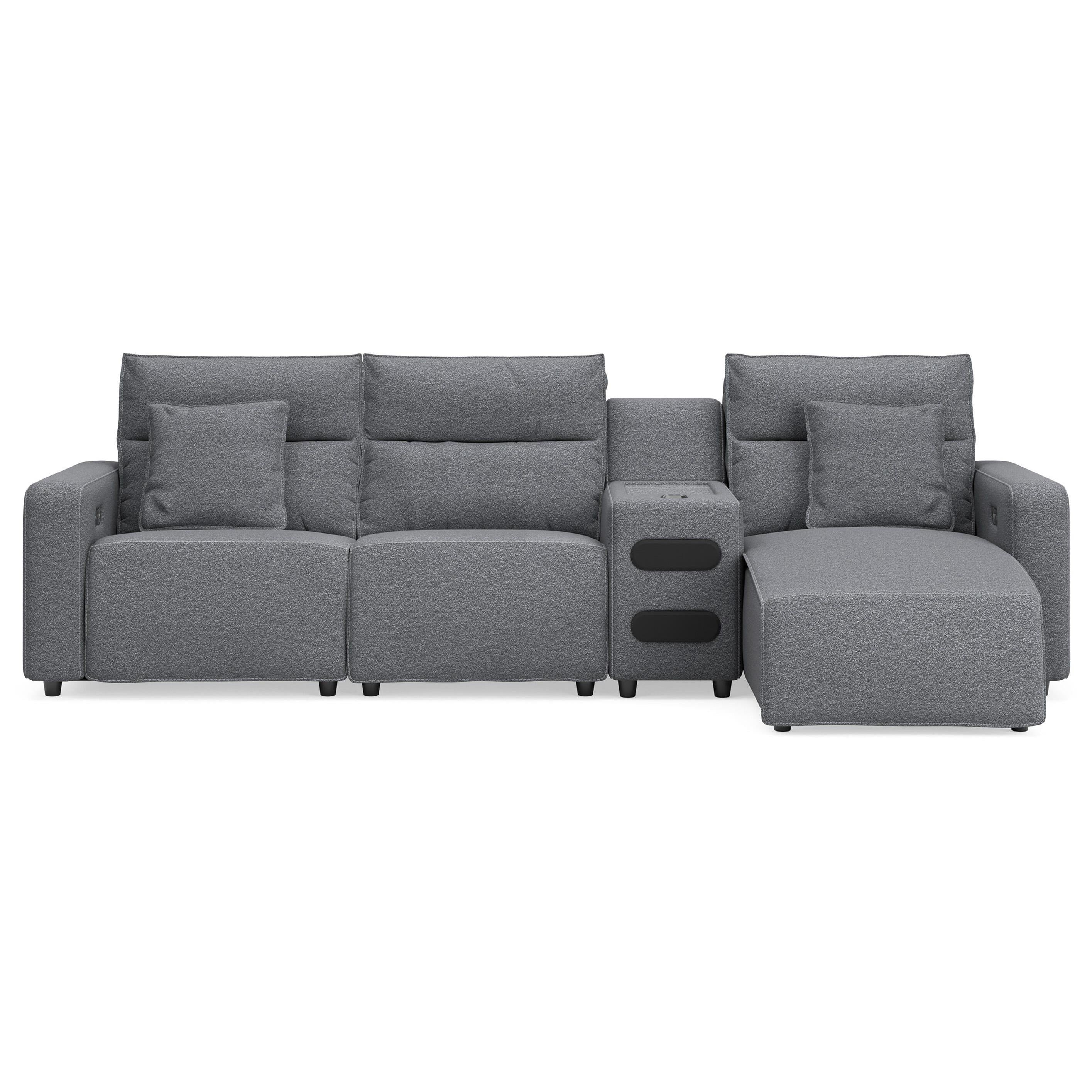  Signature Design by Ashley Modmax 65906S24 4 pc Reclining Sectional with Chaise and Audio Console IMAGE 1