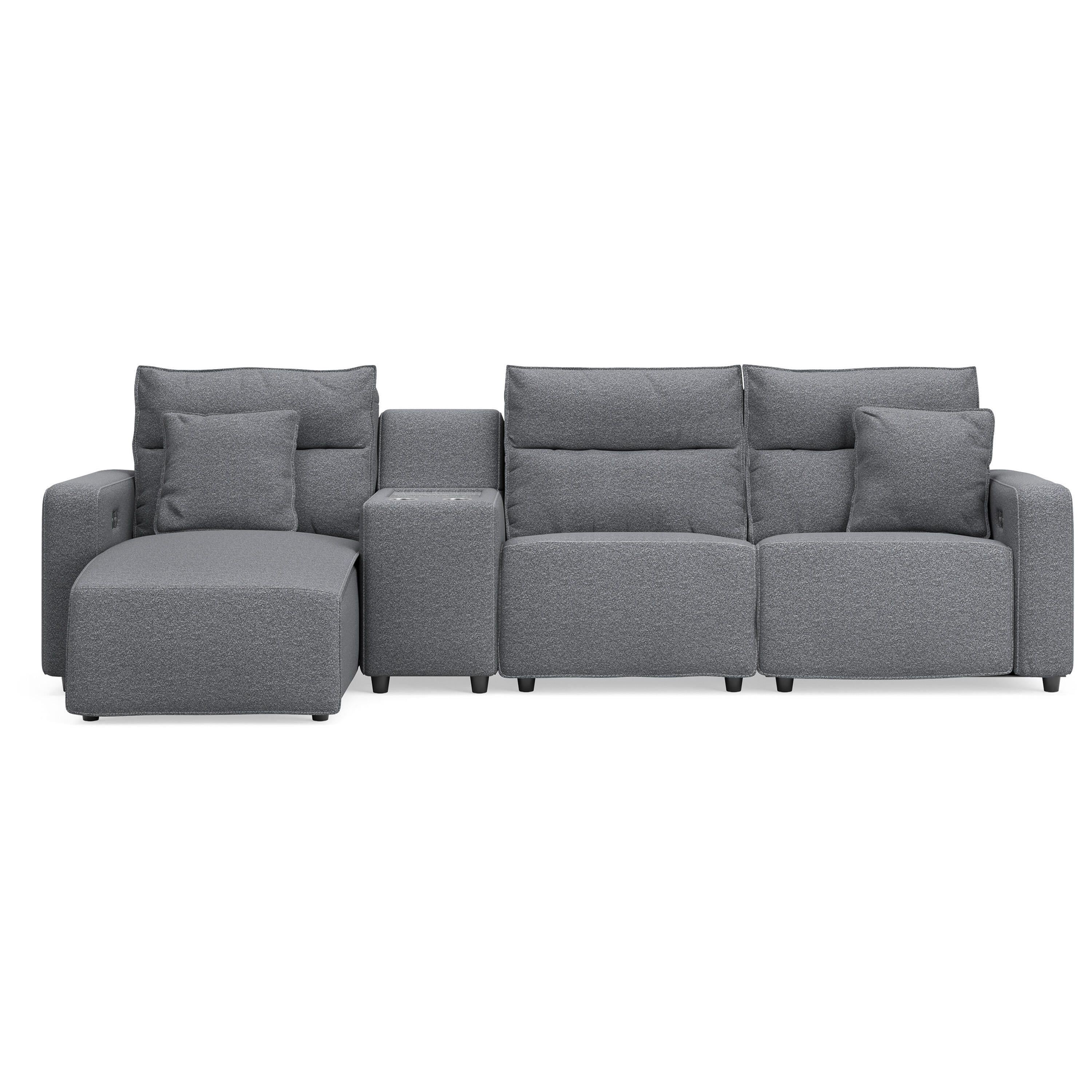  Signature Design by Ashley Modmax 65906S27 4 pc Reclining Sectional with Chaise and Storage Console IMAGE 1