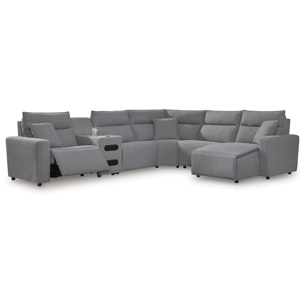 Signature Design by Ashley Modmax 65906S28 6 pc Reclining Sectional with Chaise and Audio Console