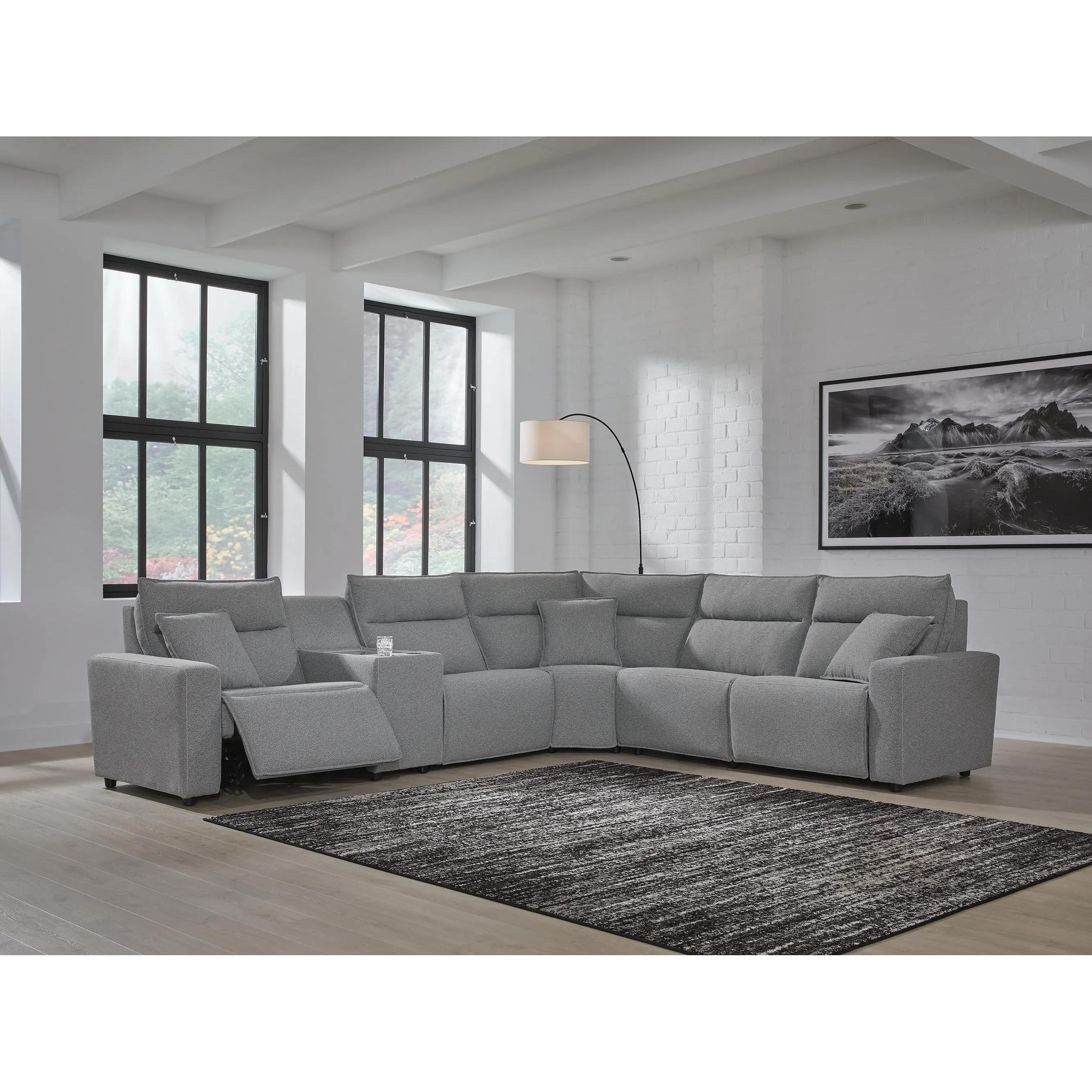  Manufacturer Color_Salt and Pepper --  Signature Design by Ashley ModMax II Reclining Fabric 6 pc Sectional IMAGE 4