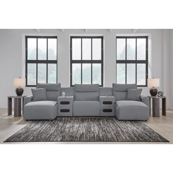 Signature Design by Ashley Modmax 65906S40 5 pc Reclining Sectional with Double Chaise and Audio Consoles