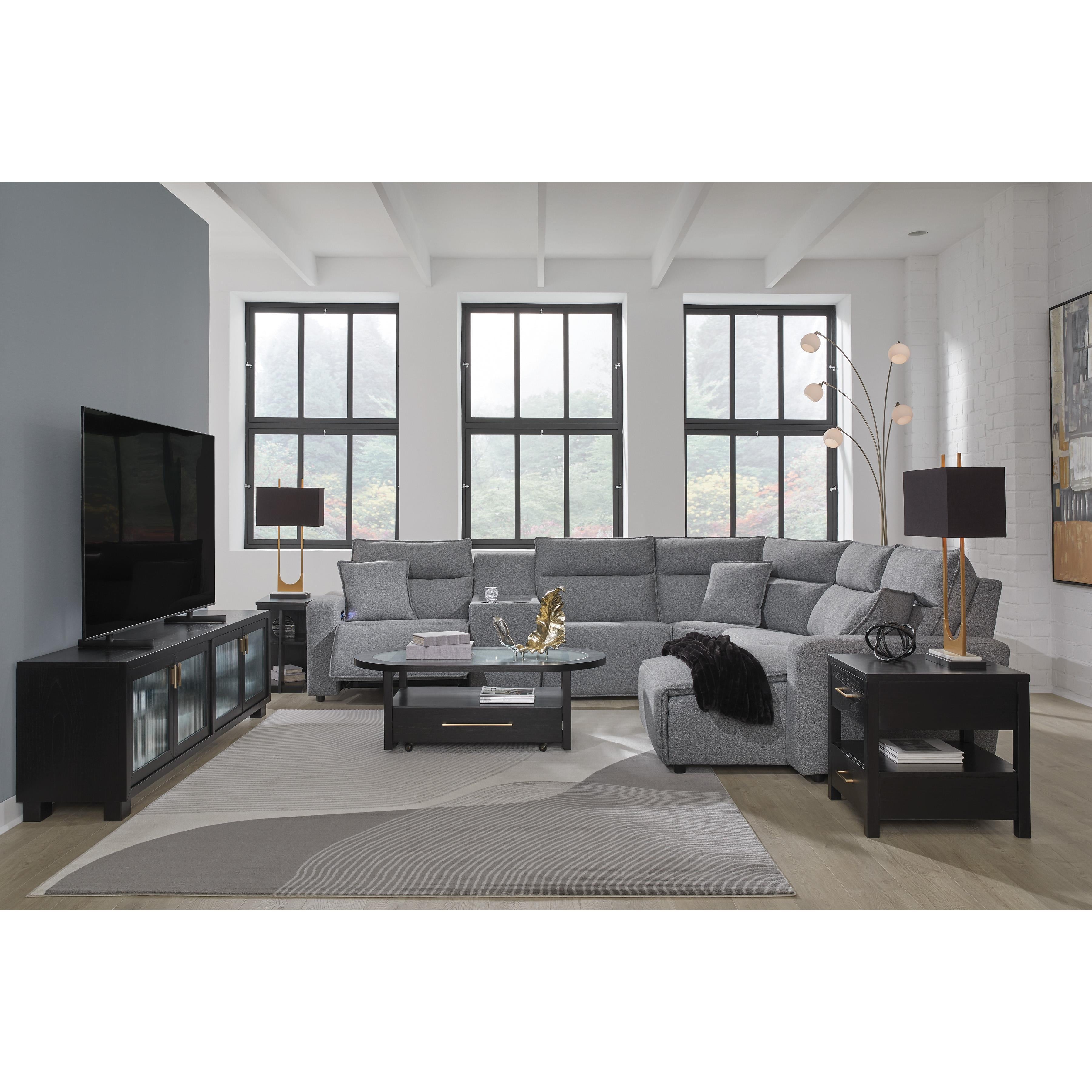  Manufacturer Color_Salt and Pepper --  Signature Design by Ashley ModMax II Power Reclining Fabric 6 pc Sectional IMAGE 7