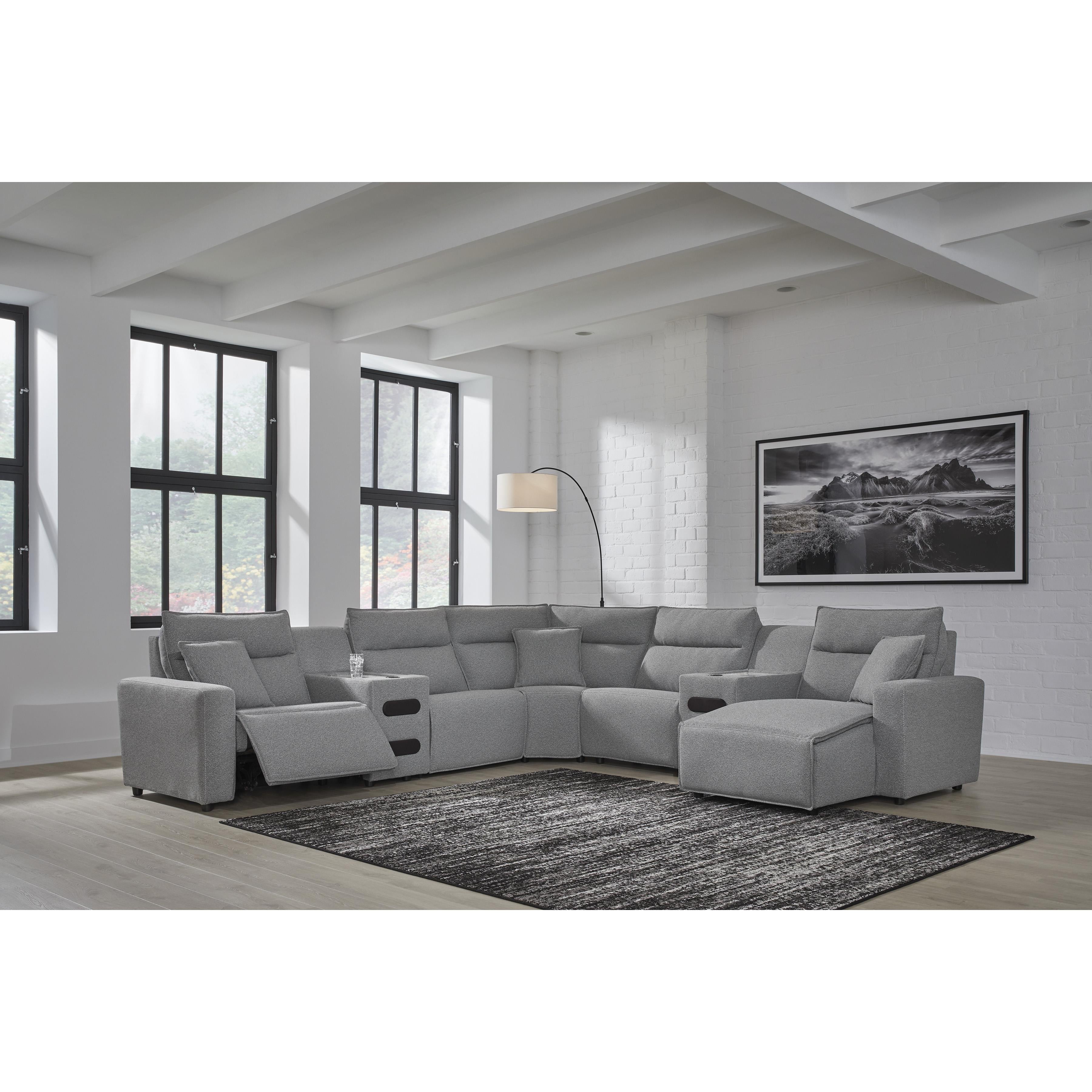  Manufacturer Color_Salt and Pepper --  Signature Design by Ashley ModMax II Power Reclining Fabric 7 pc Sectional IMAGE 6