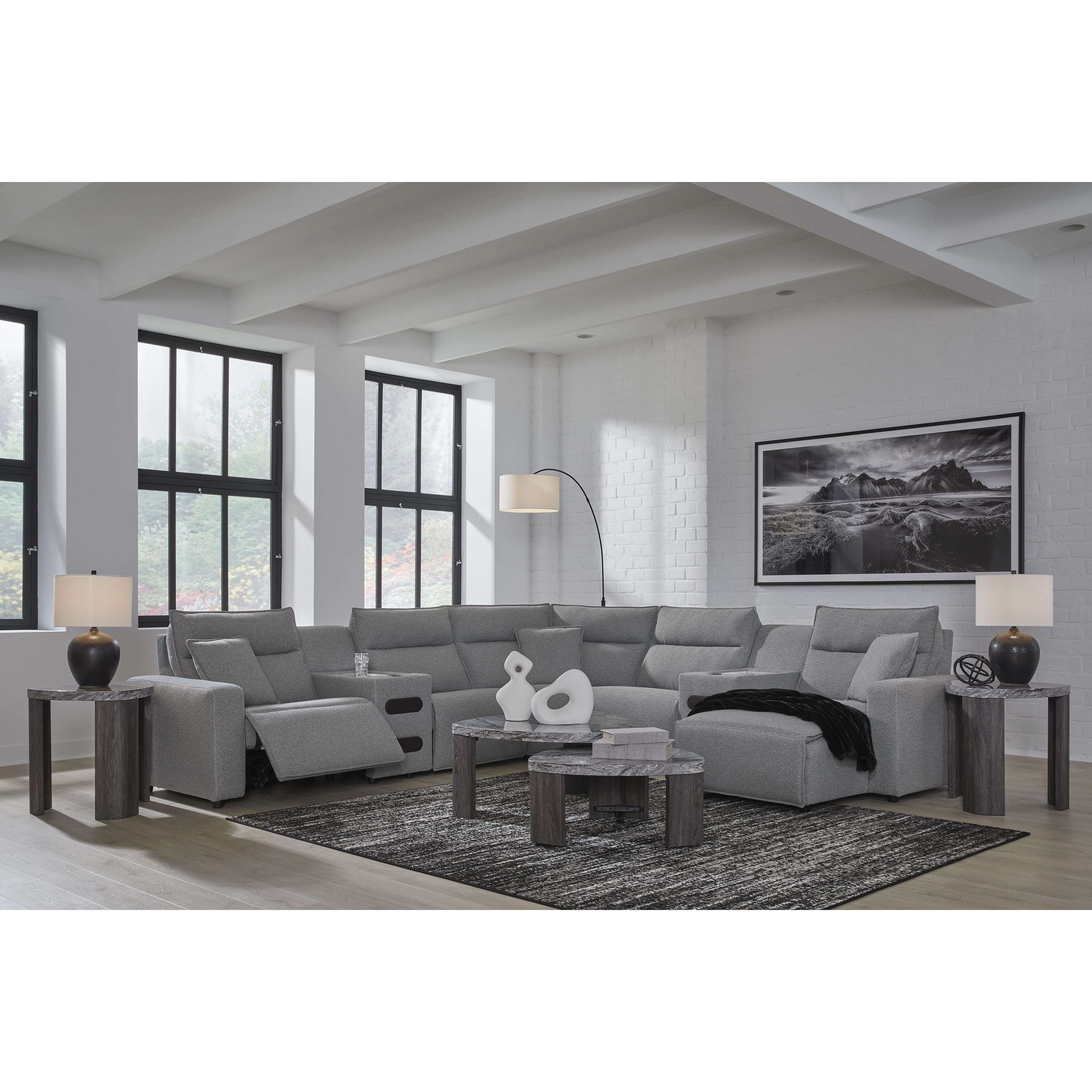  Manufacturer Color_Salt and Pepper --  Signature Design by Ashley ModMax II Power Reclining Fabric 7 pc Sectional IMAGE 7