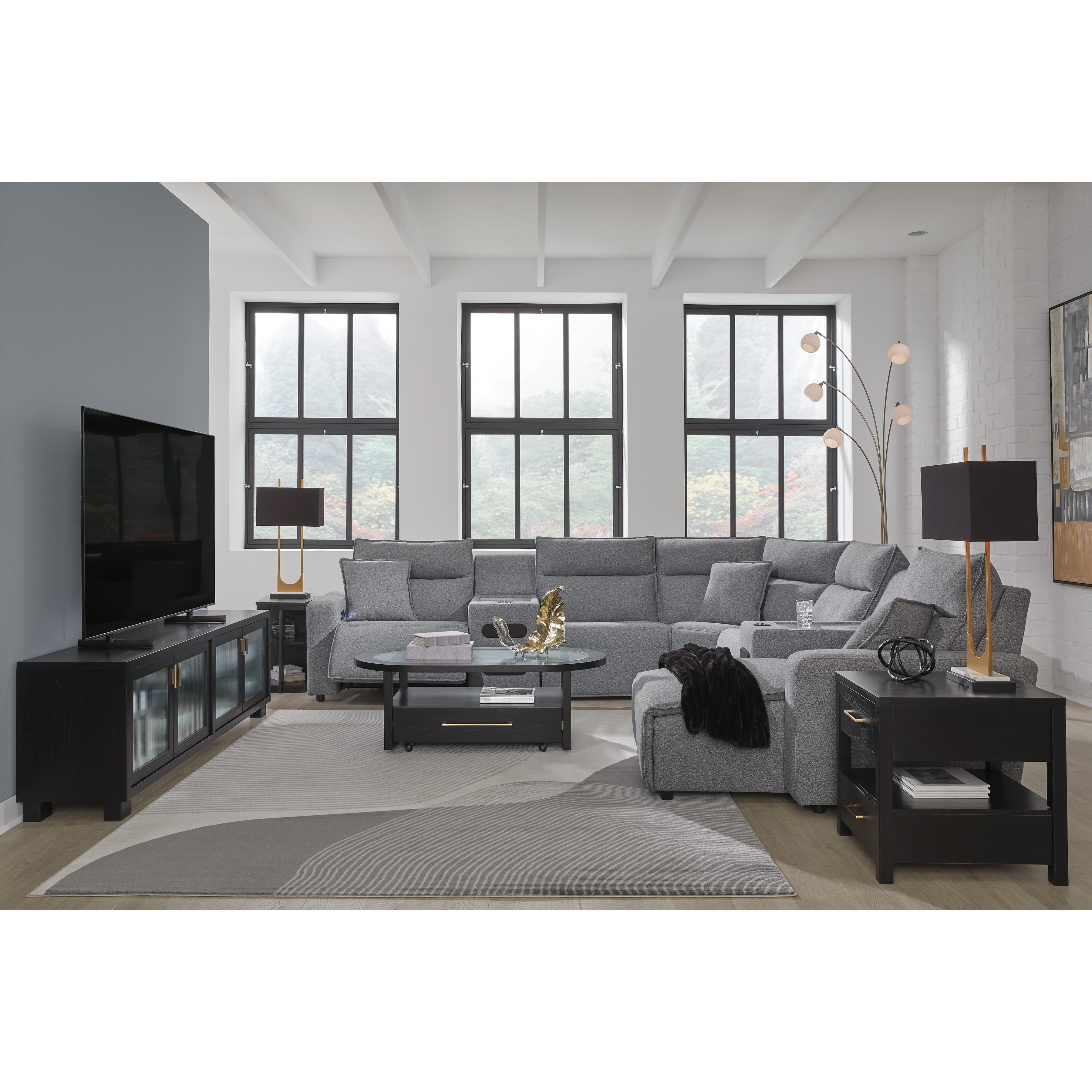  Manufacturer Color_Salt and Pepper --  Signature Design by Ashley ModMax II Power Reclining Fabric 7 pc Sectional IMAGE 8