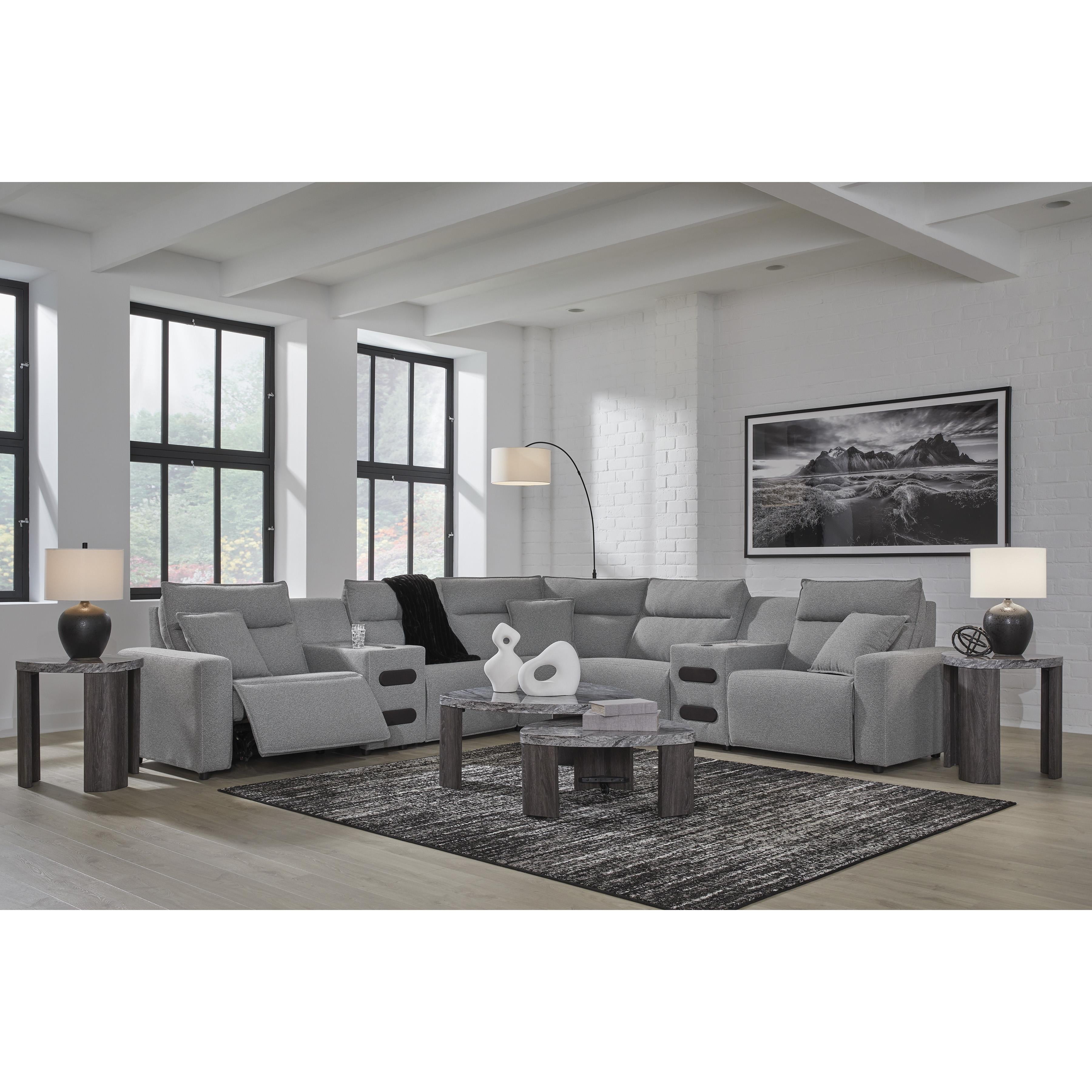  Manufacturer Color_Salt and Pepper --  Signature Design by Ashley ModMax II Power Reclining Fabric 7 pc Sectional IMAGE 7