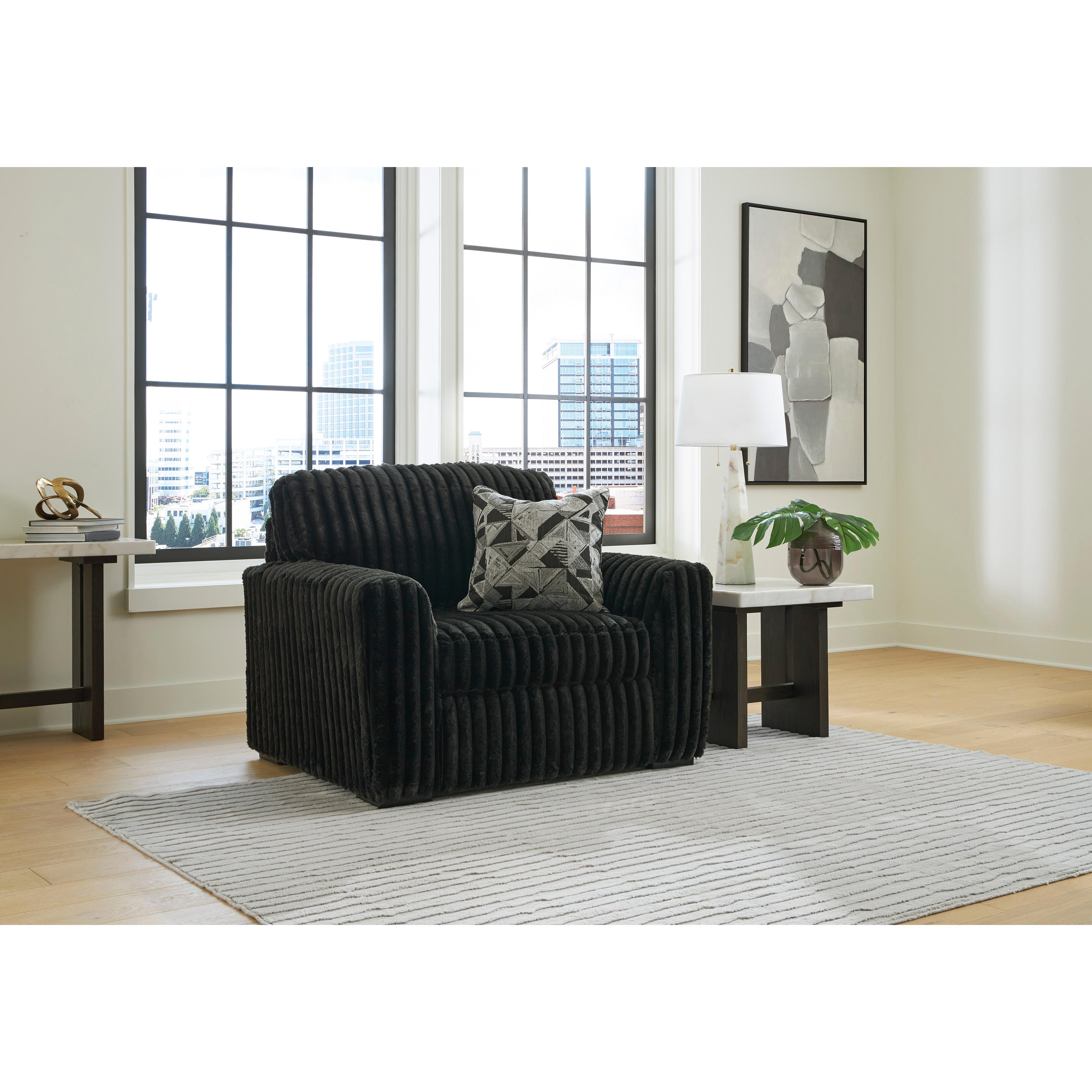  Manufacturer Color_Onyx --  Signature Design by Ashley Midnight Madness Stationary Fabric Chair IMAGE 4