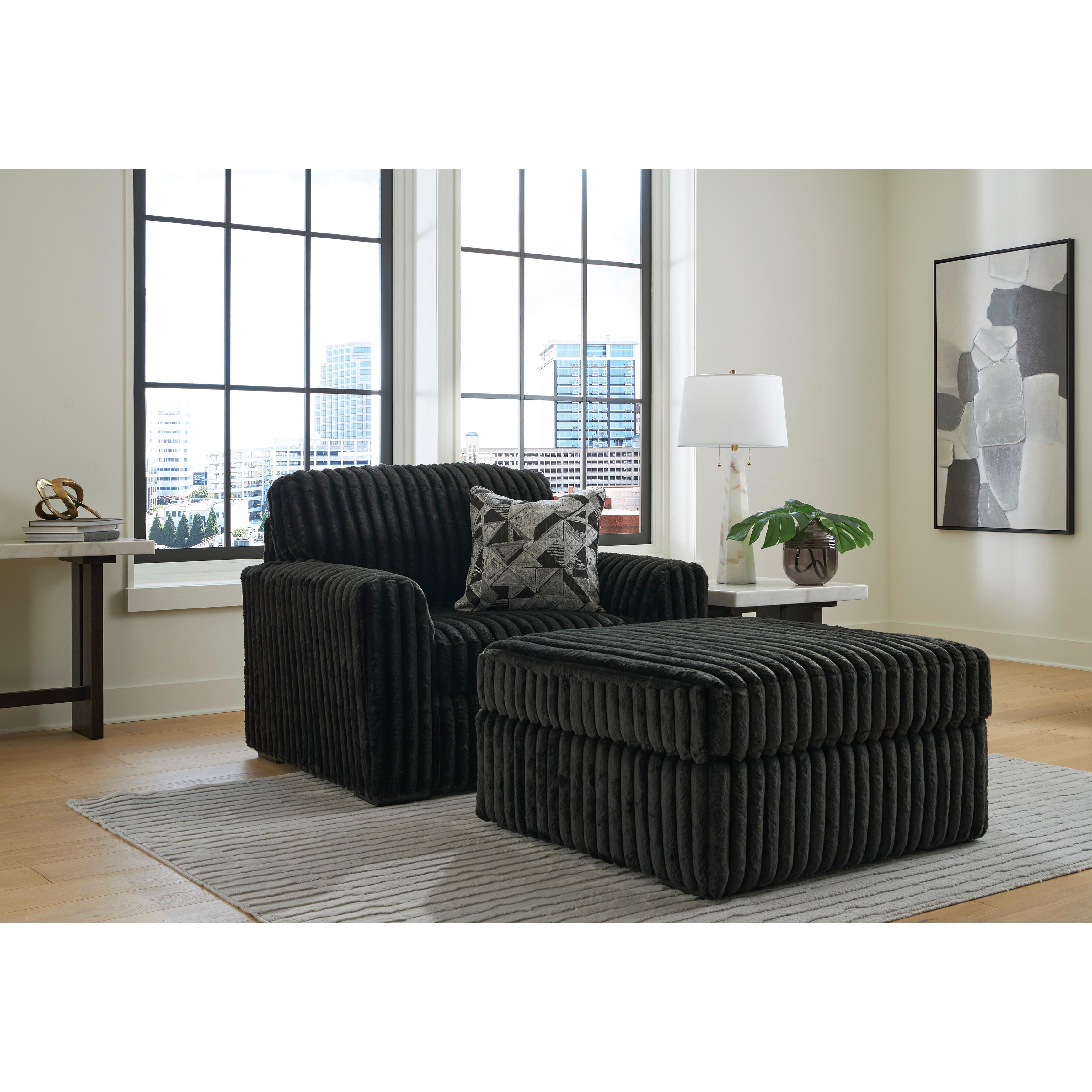  Manufacturer Color_Onyx --  Signature Design by Ashley Midnight Madness Stationary Fabric Chair IMAGE 5