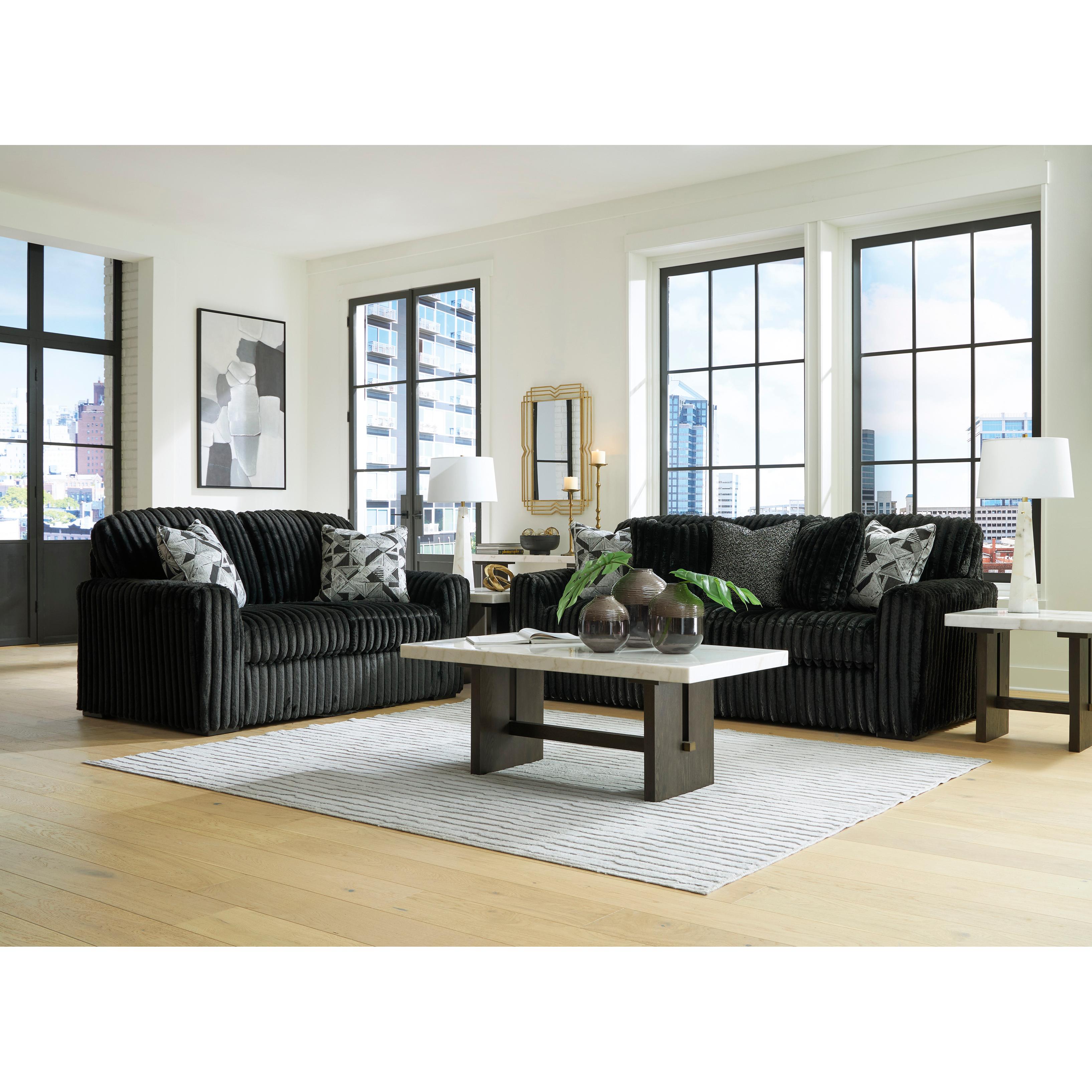  Manufacturer Color_Onyx --  Signature Design by Ashley Midnight Madness Stationary Fabric Loveseat IMAGE 6
