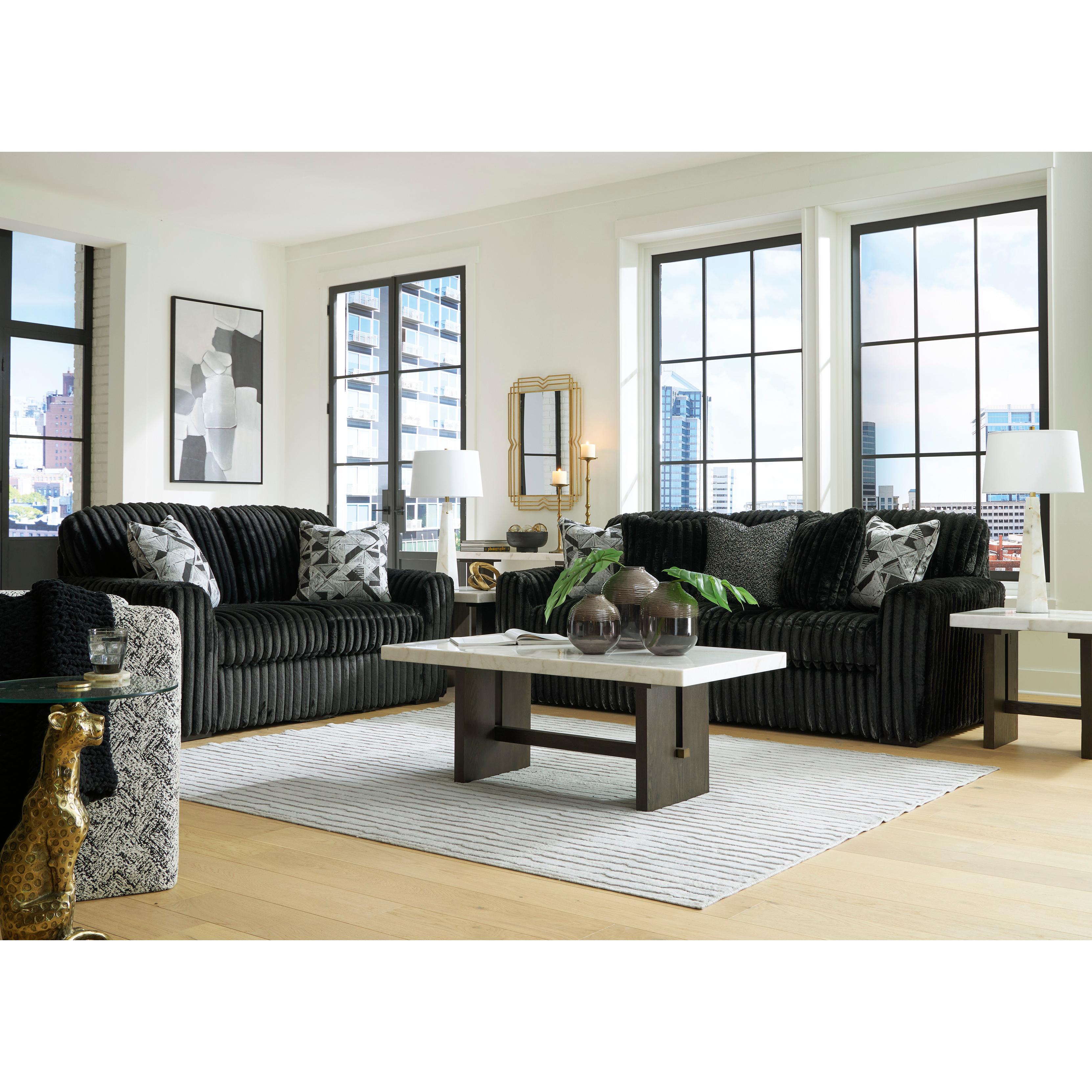  Manufacturer Color_Onyx --  Signature Design by Ashley Midnight Madness Stationary Fabric Loveseat IMAGE 7