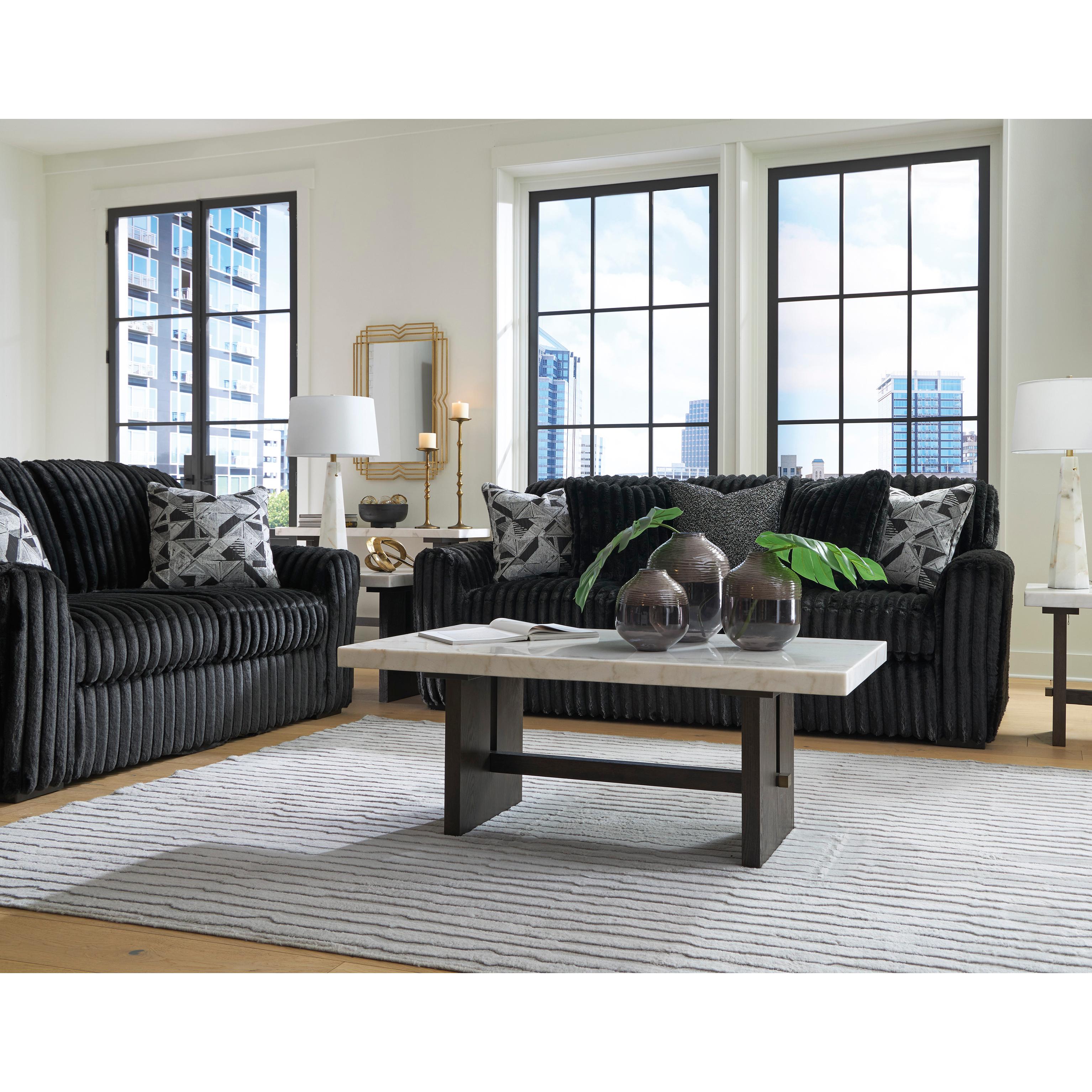  Manufacturer Color_Onyx --  Signature Design by Ashley Midnight Madness Stationary Fabric Sofa IMAGE 10