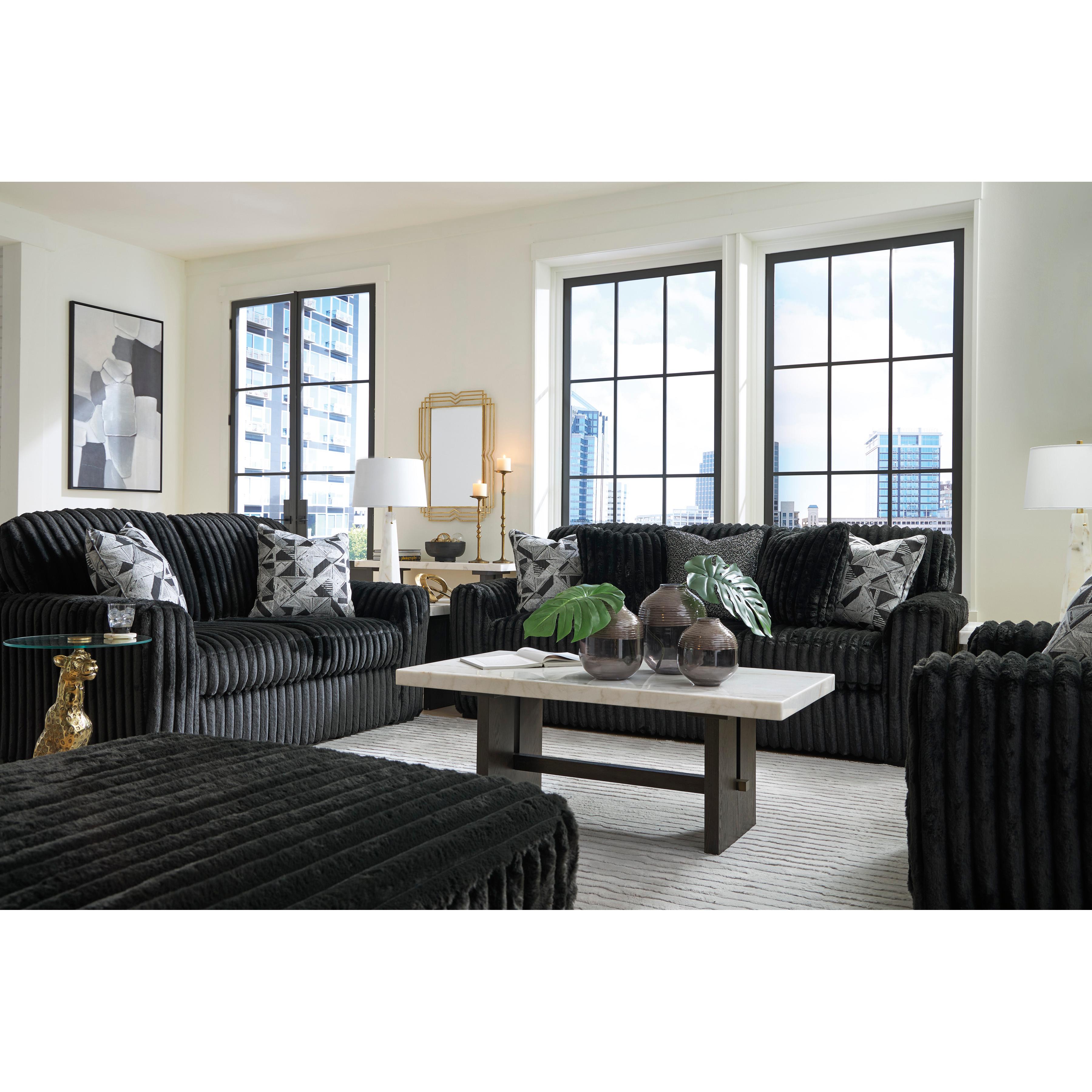  Manufacturer Color_Onyx --  Signature Design by Ashley Midnight Madness Stationary Fabric Sofa IMAGE 11