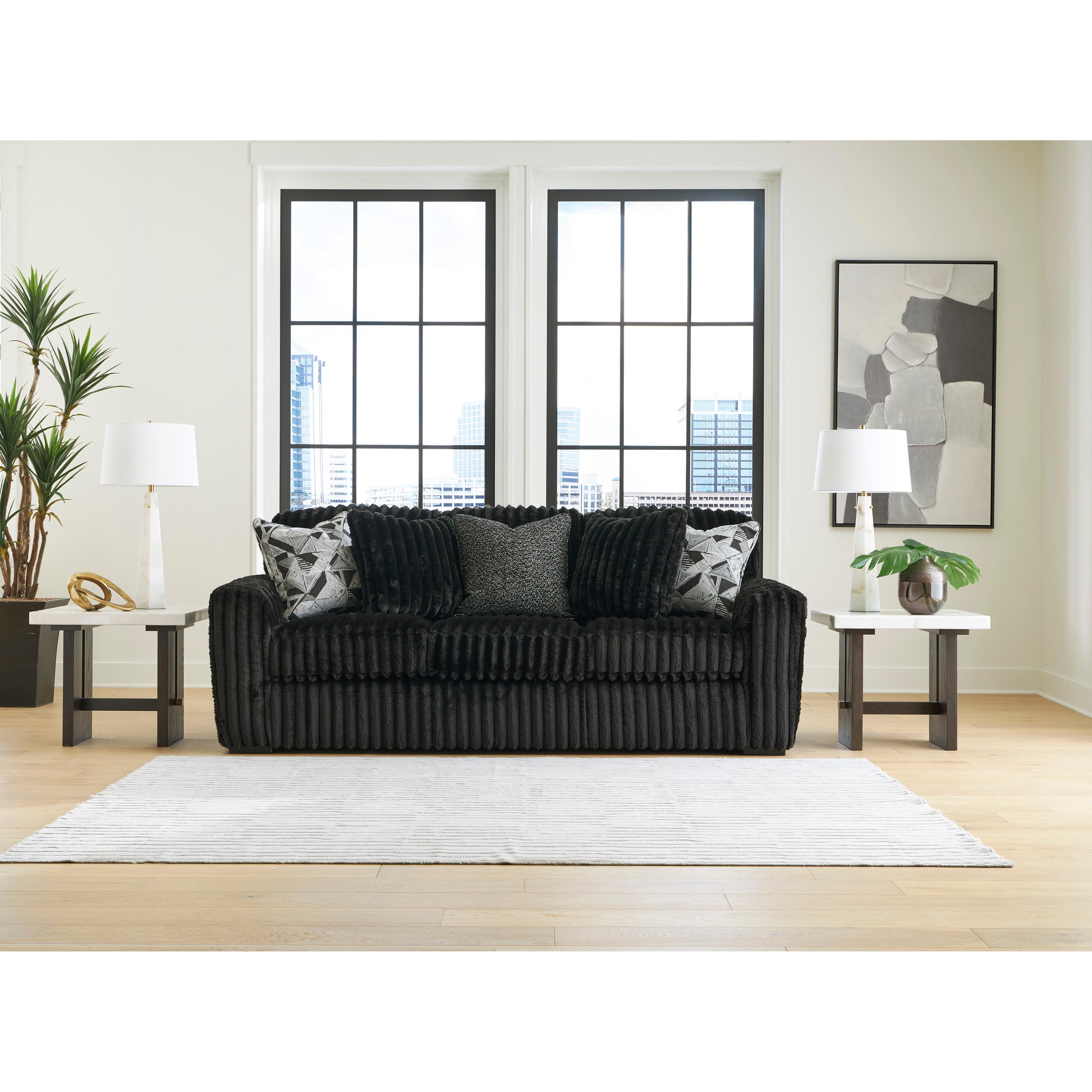  Manufacturer Color_Onyx --  Signature Design by Ashley Midnight Madness Stationary Fabric Sofa IMAGE 4