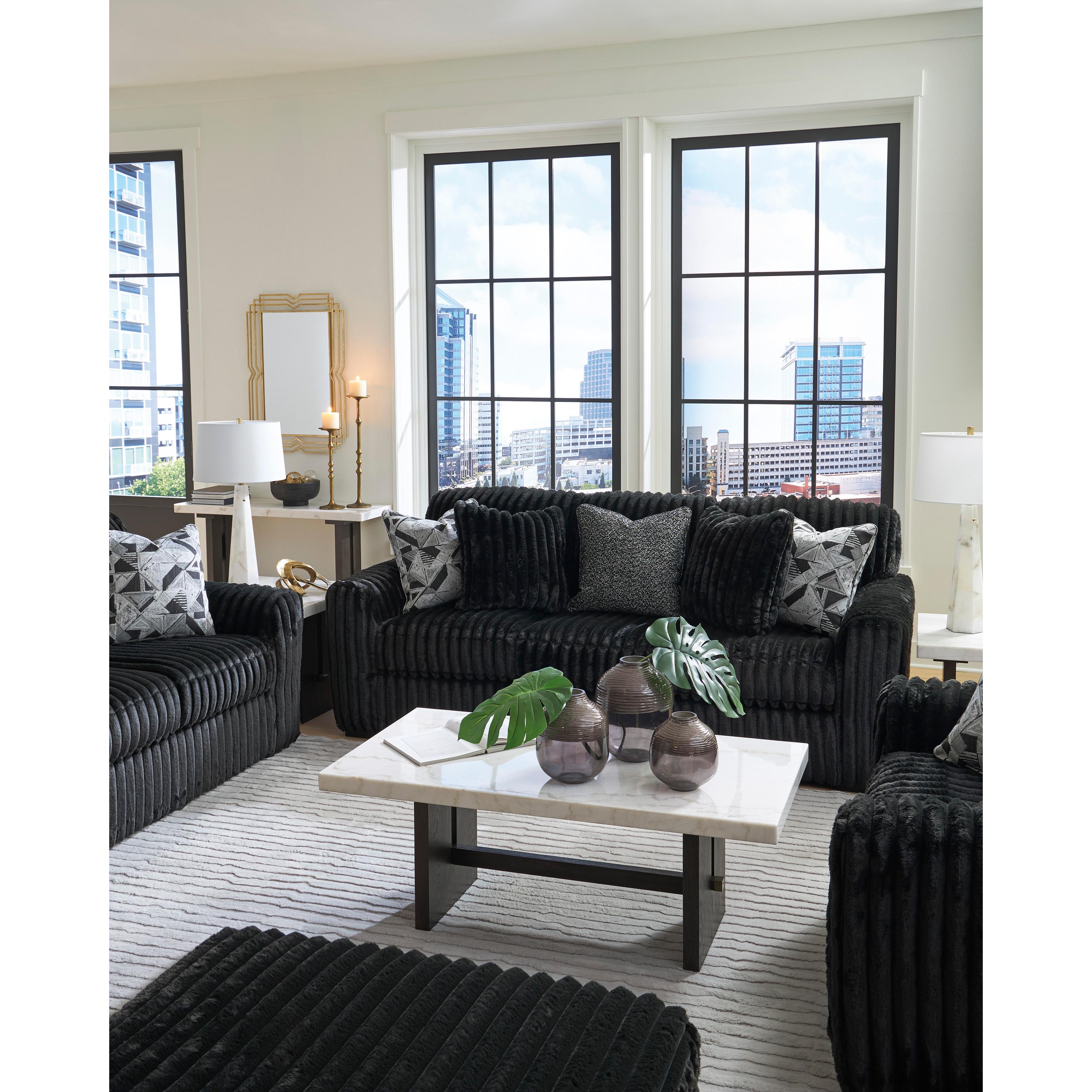  Manufacturer Color_Onyx --  Signature Design by Ashley Midnight Madness Stationary Fabric Sofa IMAGE 8