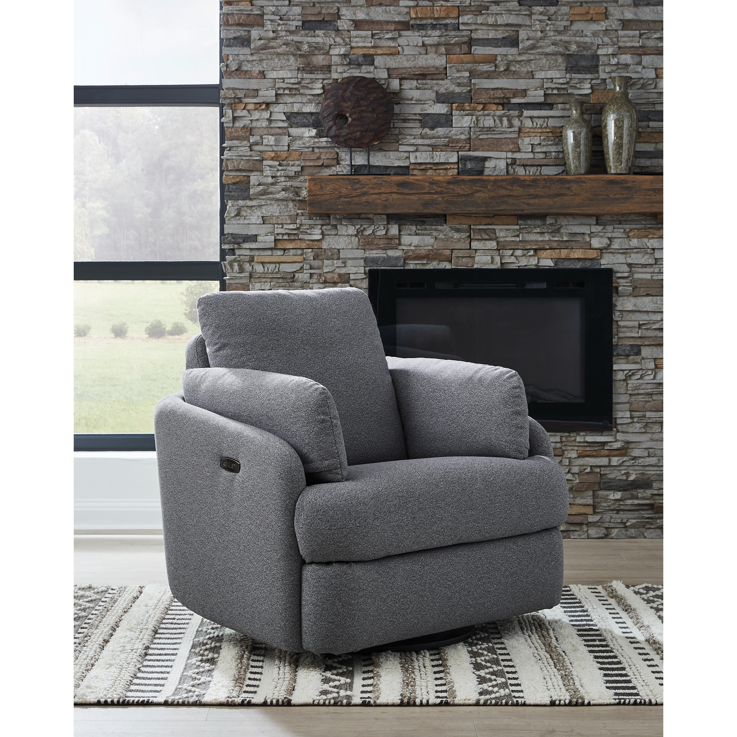  Manufacturer Color_Salt and Pepper --  Signature Design by Ashley Alainmont Next Gen Nuvella Power Swivel Fabric Recliner IMAGE 9