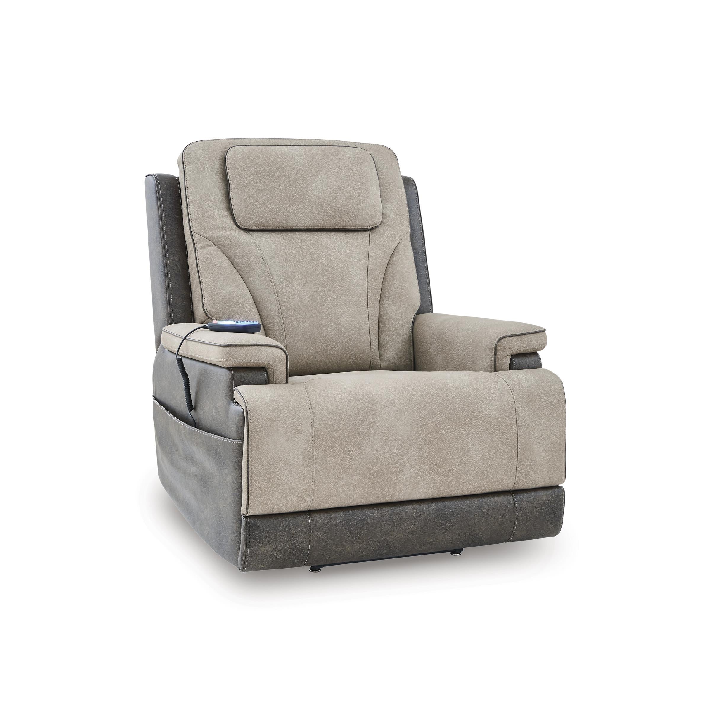  Manufacturer Color_Sand --  Signature Design by Ashley 4Z Peaceful Pause Power Leather Look Recliner IMAGE 1