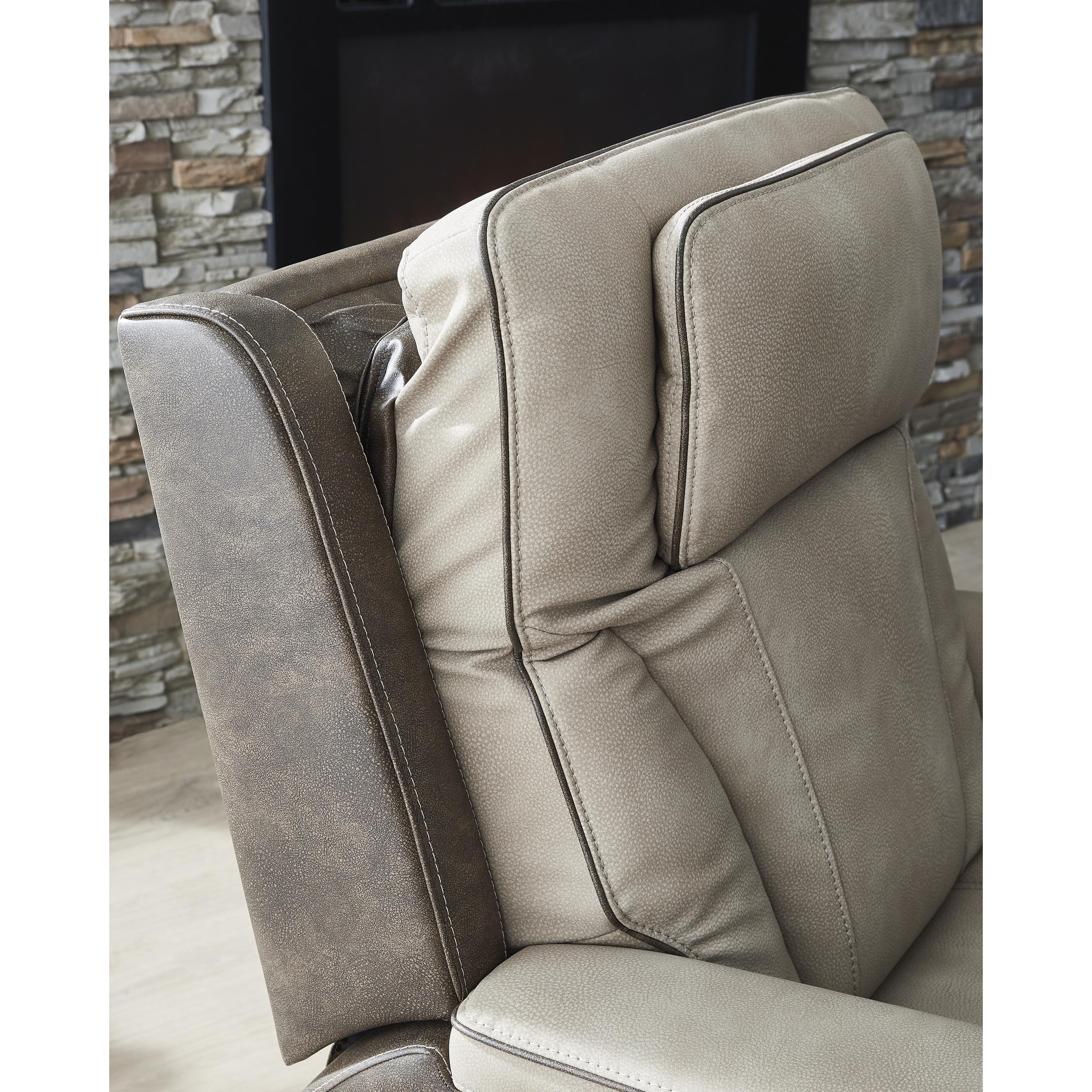  Manufacturer Color_Sand --  Signature Design by Ashley 4Z Peaceful Pause Power Leather Look Recliner IMAGE 10