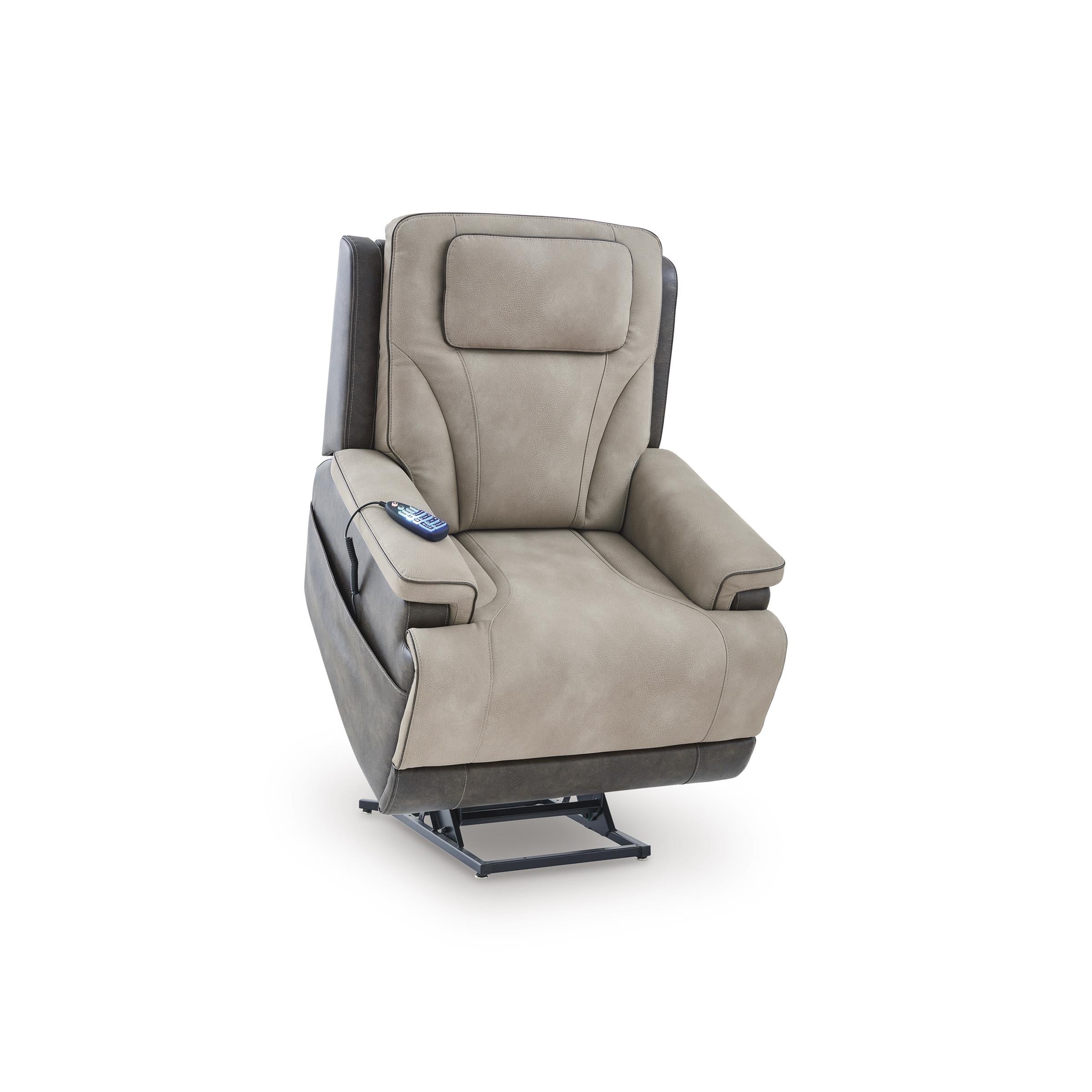  Manufacturer Color_Sand --  Signature Design by Ashley 4Z Peaceful Pause Power Leather Look Recliner IMAGE 3