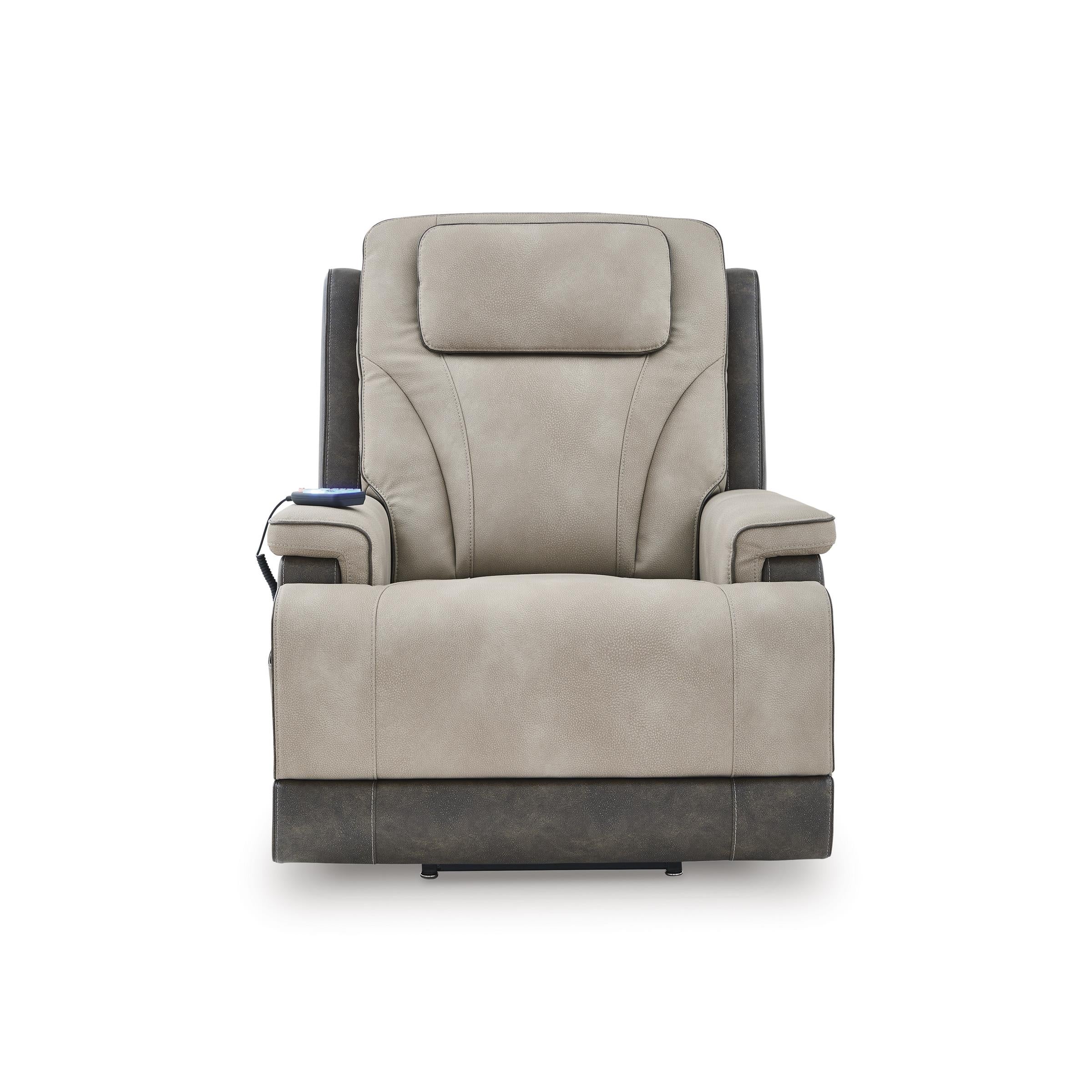  Manufacturer Color_Sand --  Signature Design by Ashley 4Z Peaceful Pause Power Leather Look Recliner IMAGE 4