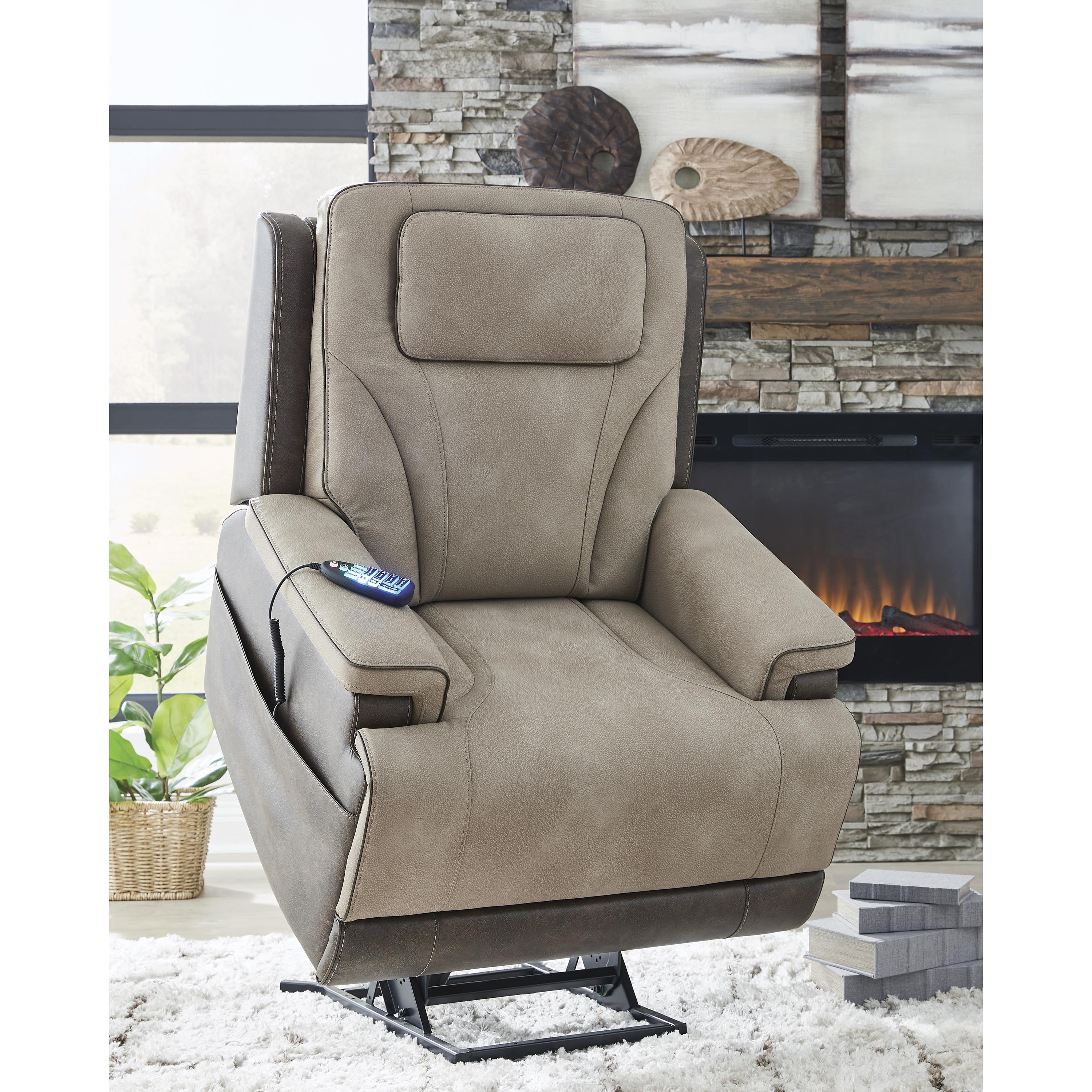  Manufacturer Color_Sand --  Signature Design by Ashley 4Z Peaceful Pause Power Leather Look Recliner IMAGE 9