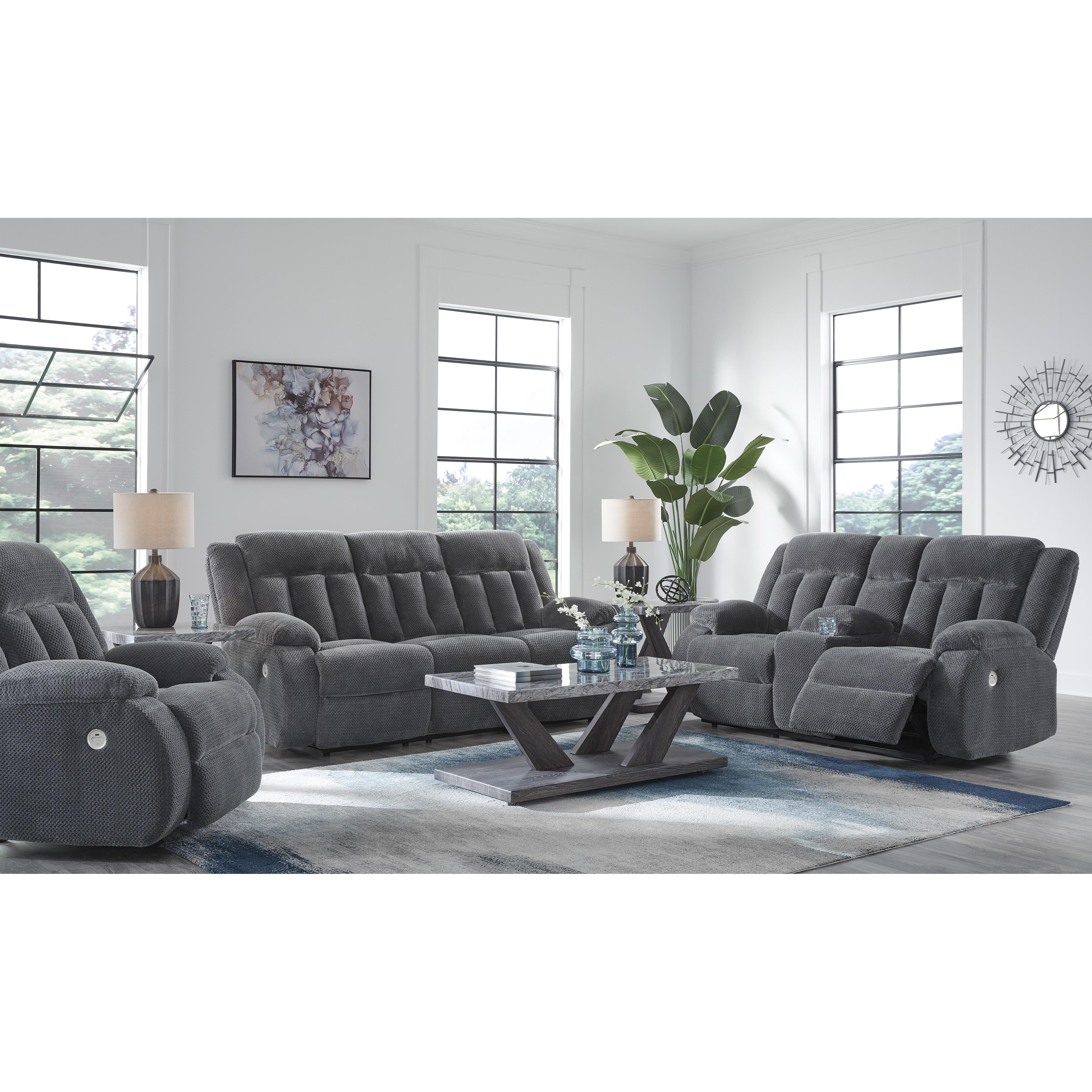  Manufacturer Color_Steel --  Signature Design by Ashley Observation Power Reclining Fabric Loveseat with Console IMAGE 10