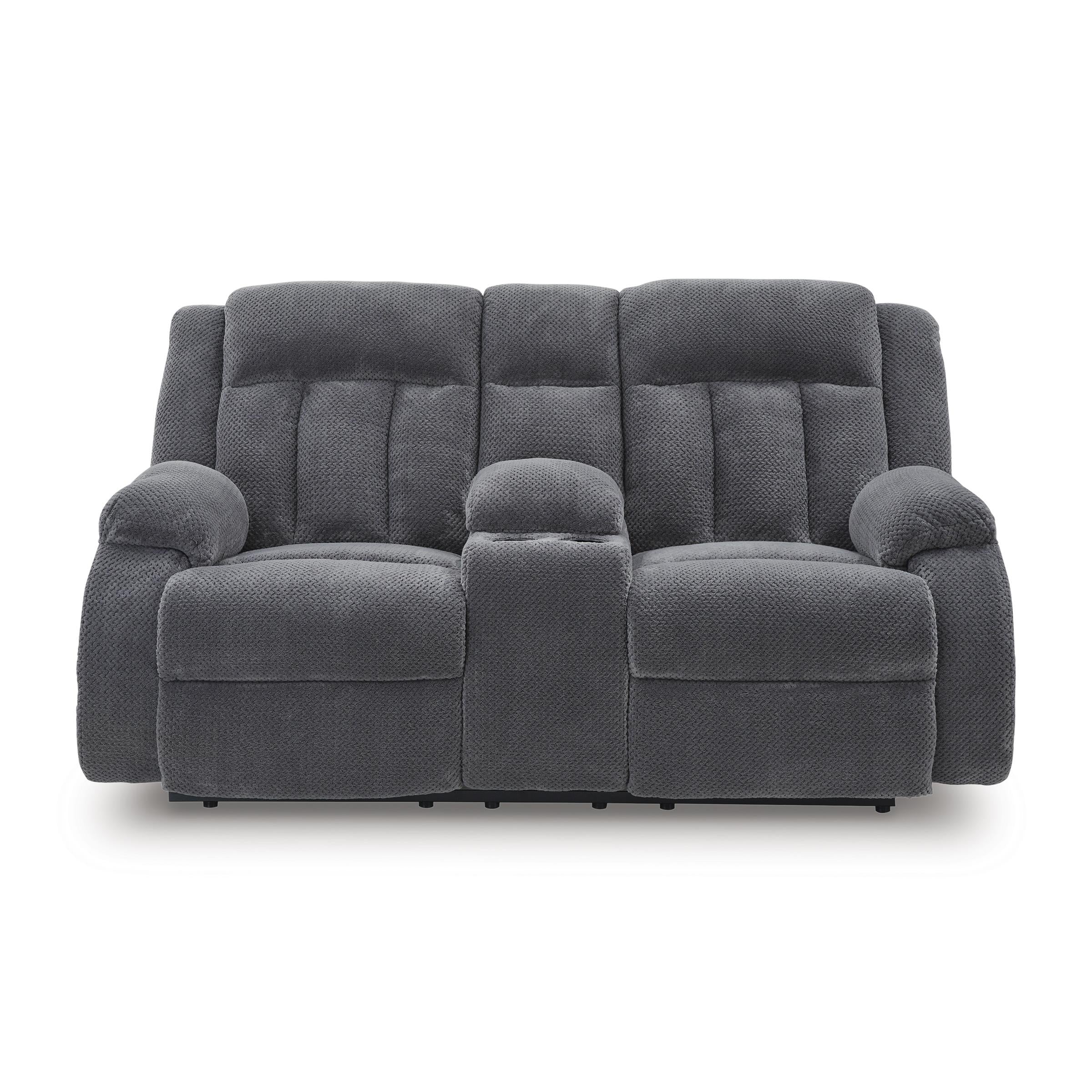  Manufacturer Color_Steel --  Signature Design by Ashley Observation Power Reclining Fabric Loveseat with Console IMAGE 3