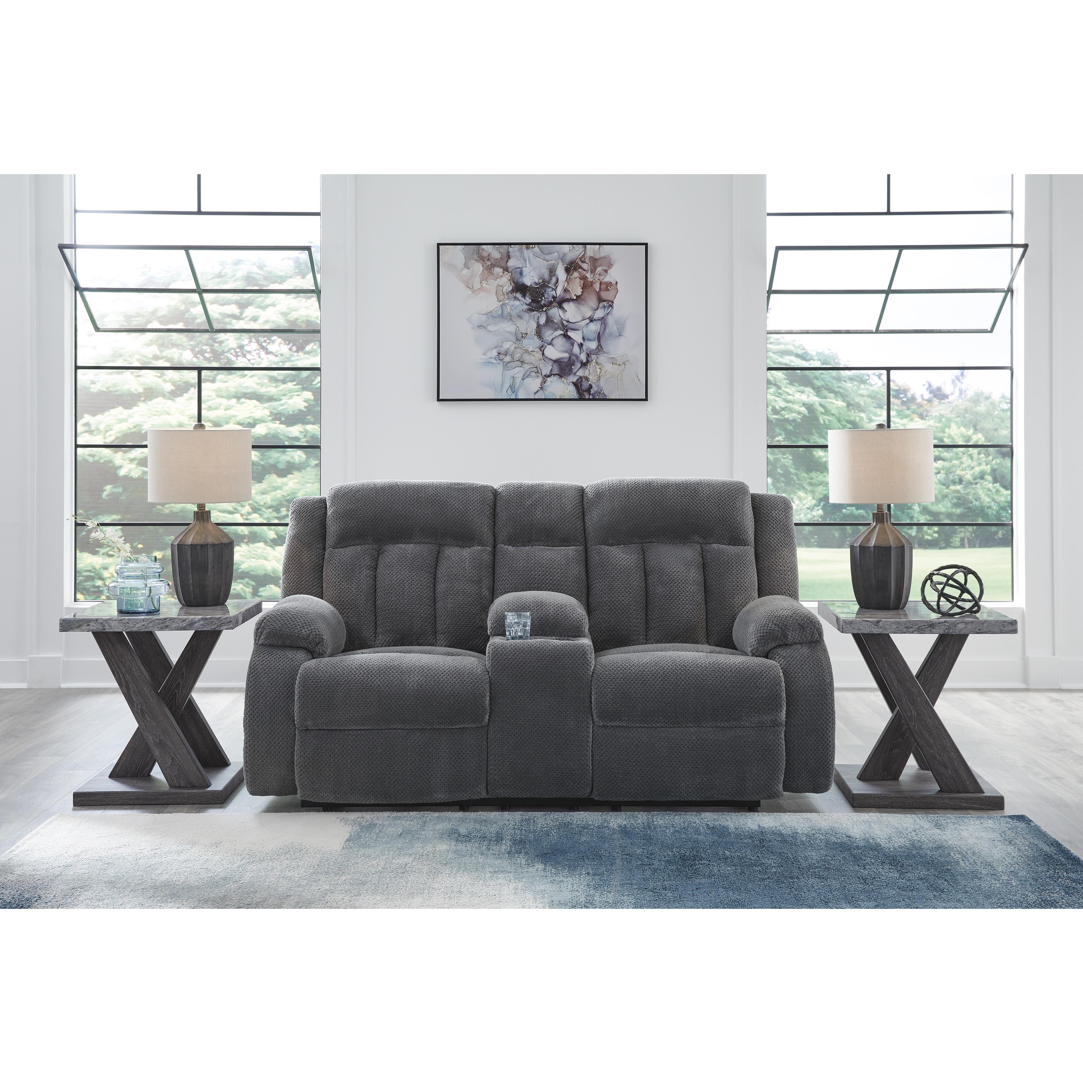  Manufacturer Color_Steel --  Signature Design by Ashley Observation Power Reclining Fabric Loveseat with Console IMAGE 5
