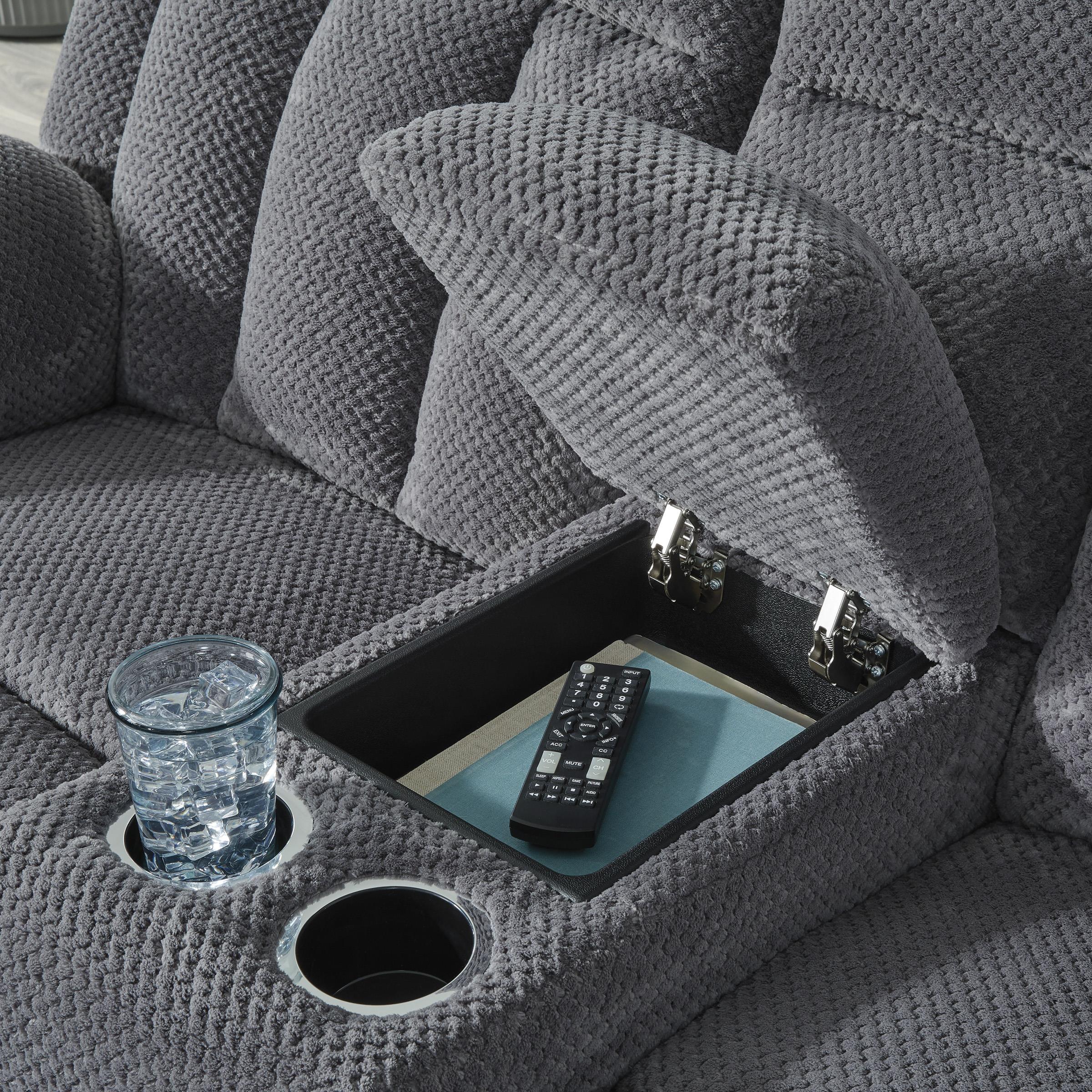  Manufacturer Color_Steel --  Signature Design by Ashley Observation Power Reclining Fabric Loveseat with Console IMAGE 6