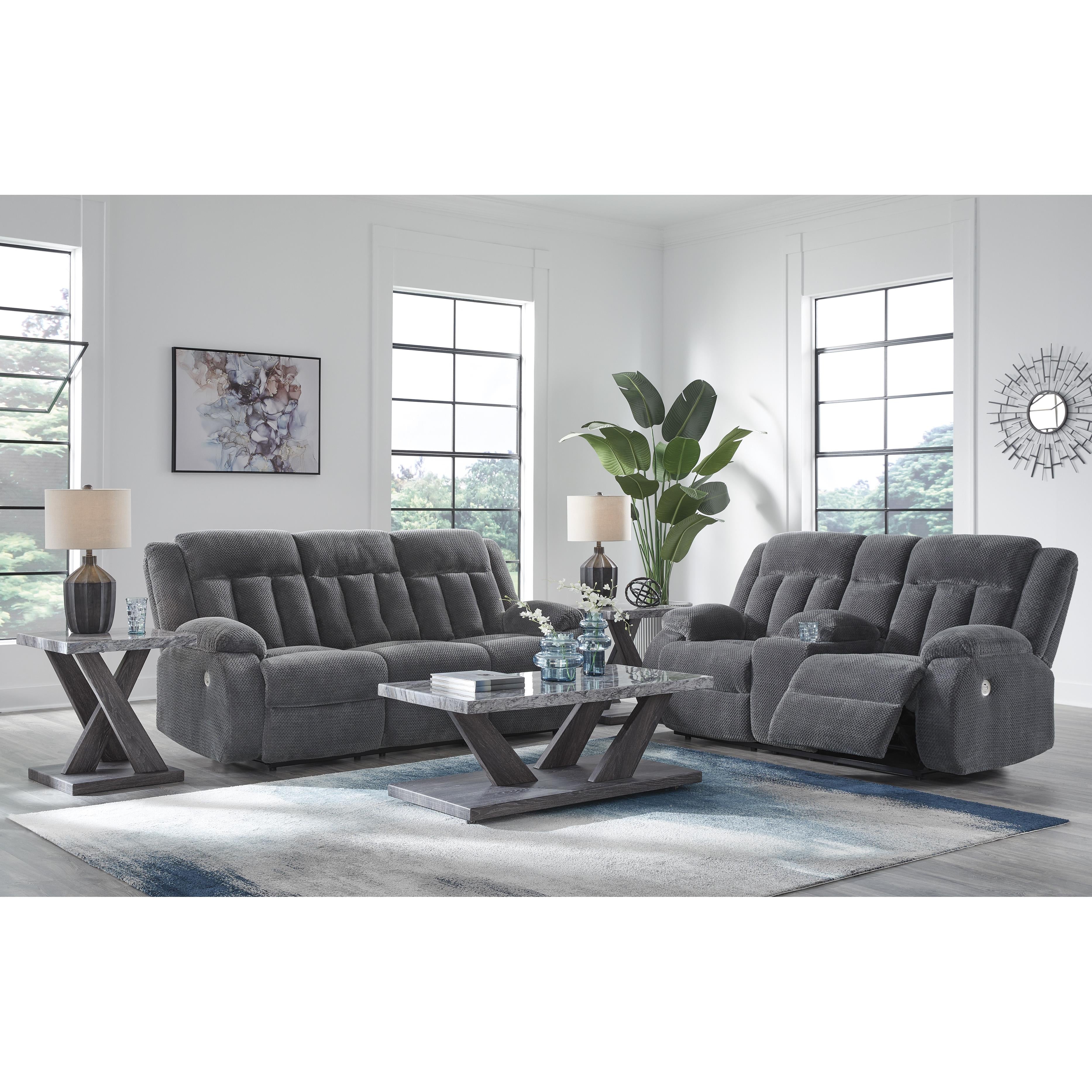  Manufacturer Color_Steel --  Signature Design by Ashley Observation Power Reclining Fabric Loveseat with Console IMAGE 8