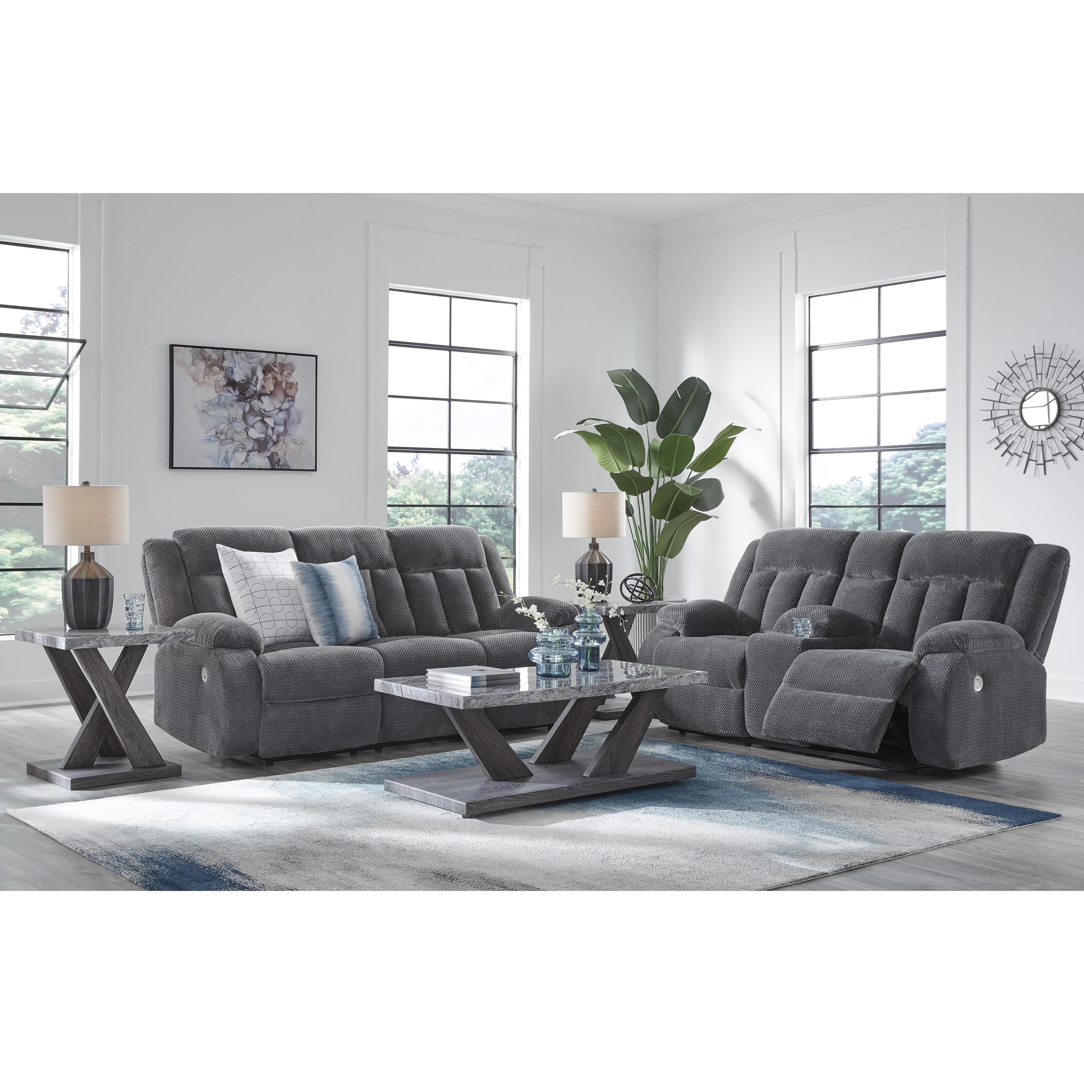  Manufacturer Color_Steel --  Signature Design by Ashley Observation Power Reclining Fabric Loveseat with Console IMAGE 9
