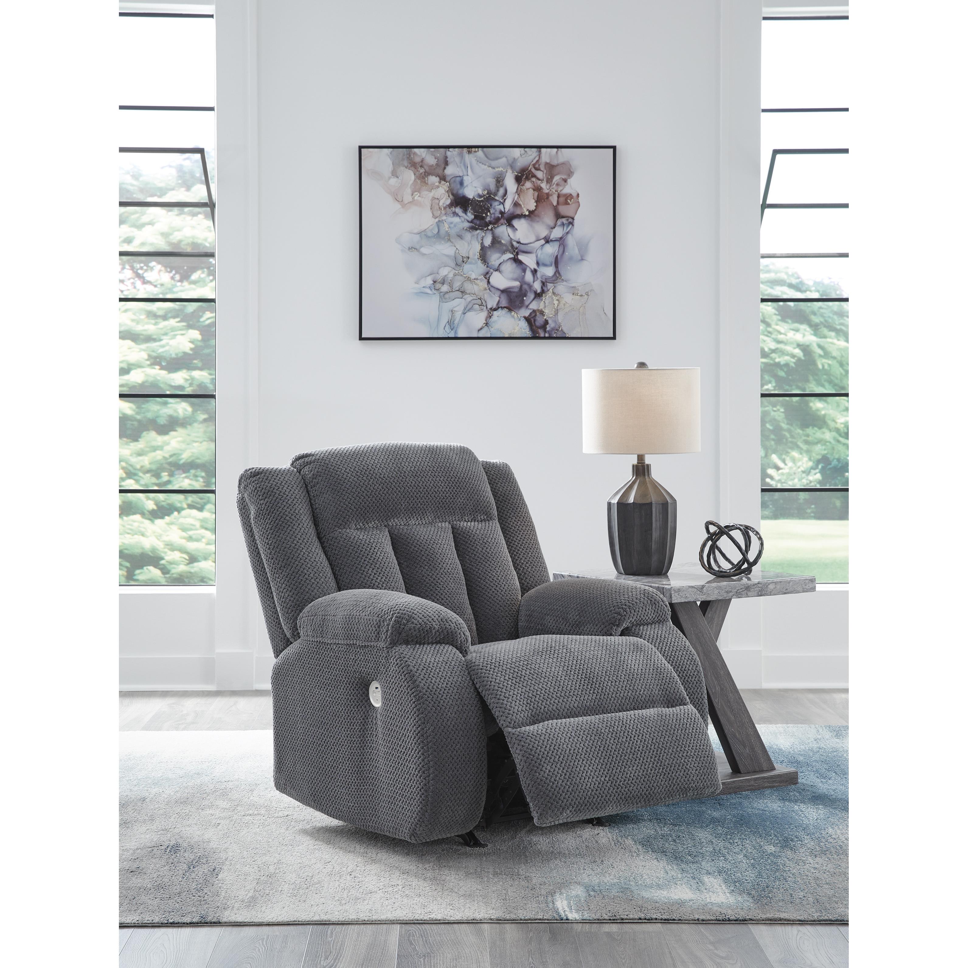  Manufacturer Color_Steel --  Signature Design by Ashley Observation Power Rocker Fabric Recliner IMAGE 6