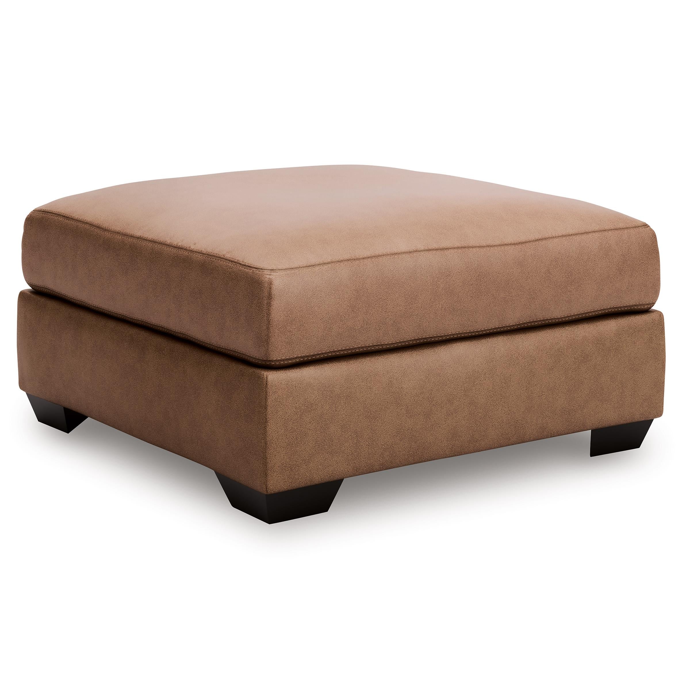  Manufacturer Color_Caramel --  Signature Design by Ashley WillowBend Leather Look Ottoman IMAGE 1