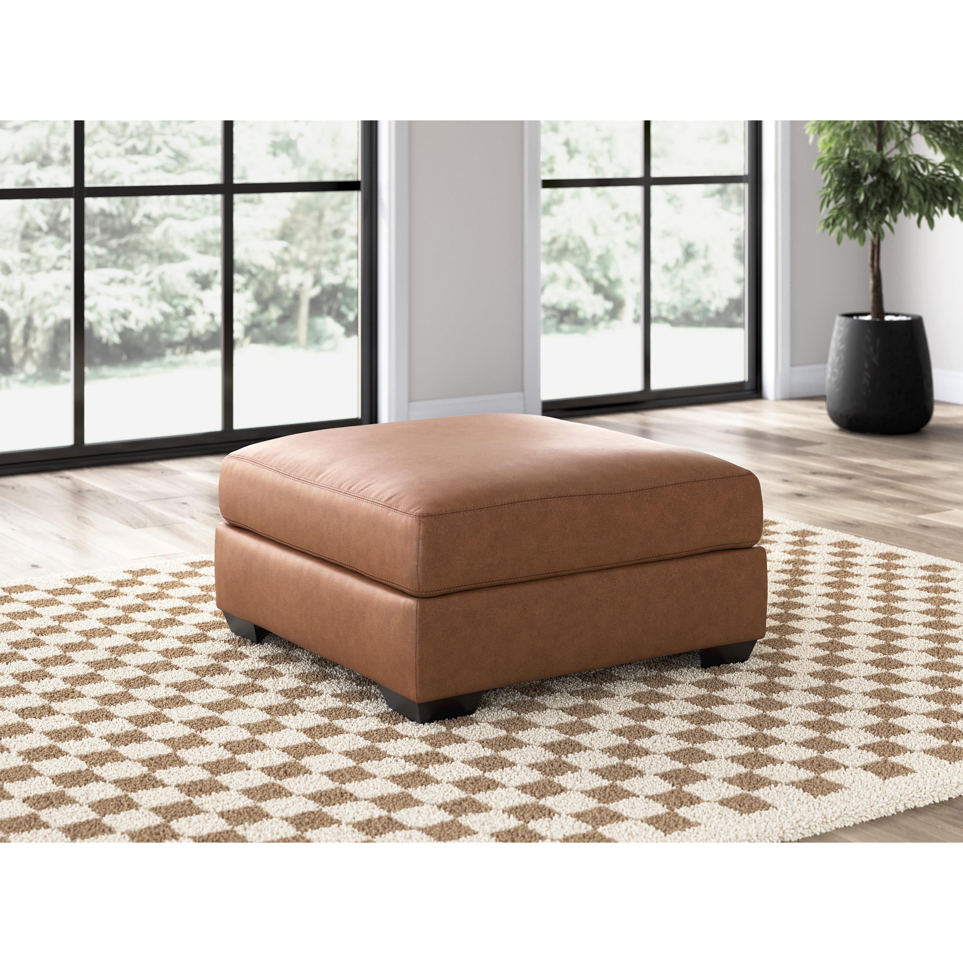  Manufacturer Color_Caramel --  Signature Design by Ashley WillowBend Leather Look Ottoman IMAGE 4