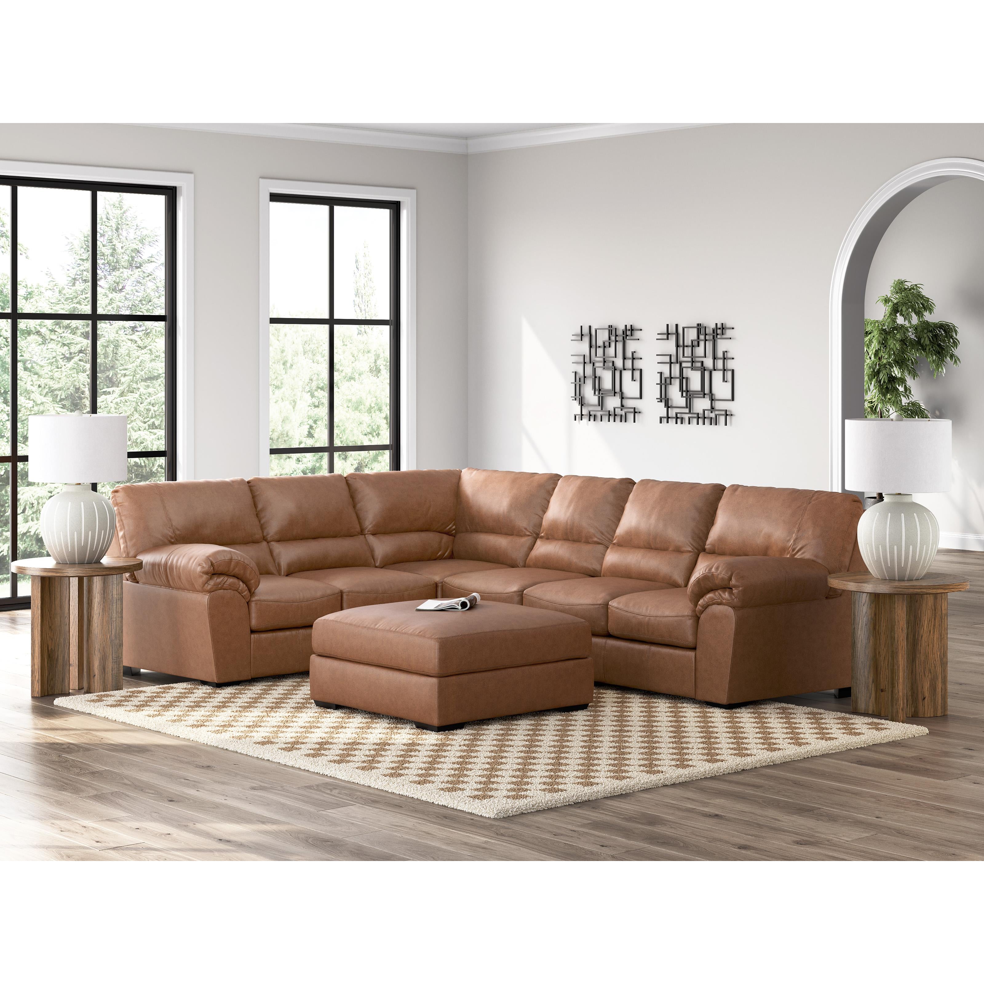  Manufacturer Color_Caramel --  Signature Design by Ashley WillowBend Leather Look Ottoman IMAGE 8