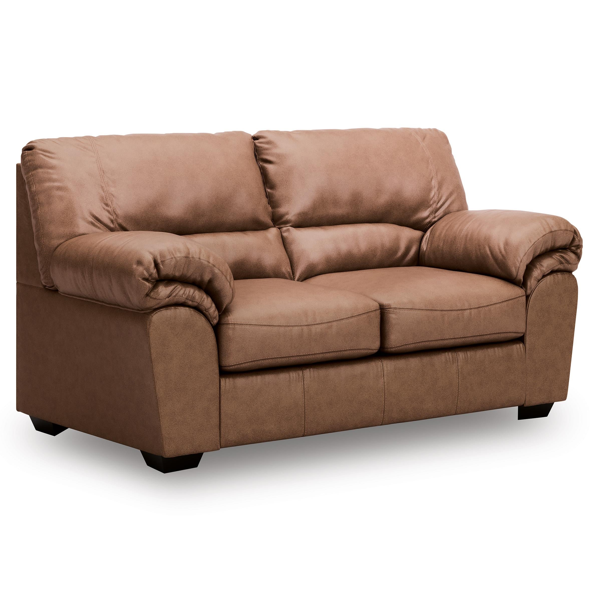  Manufacturer Color_Caramel --  Signature Design by Ashley WillowBend Stationary Leather Look Loveseat IMAGE 1
